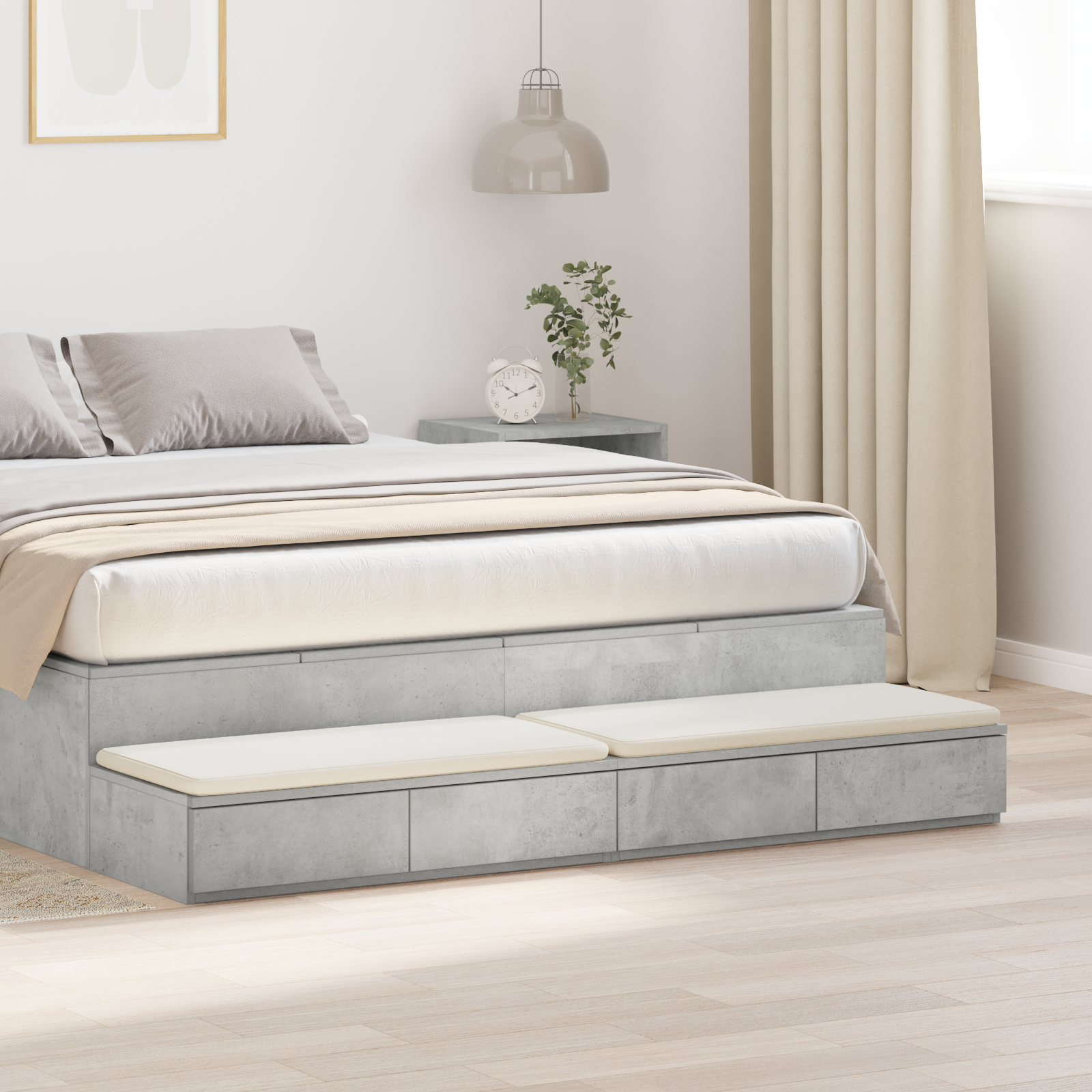 Bed Drawers Concrete Grey 160x36,5x16,5 cm Engineered Wood