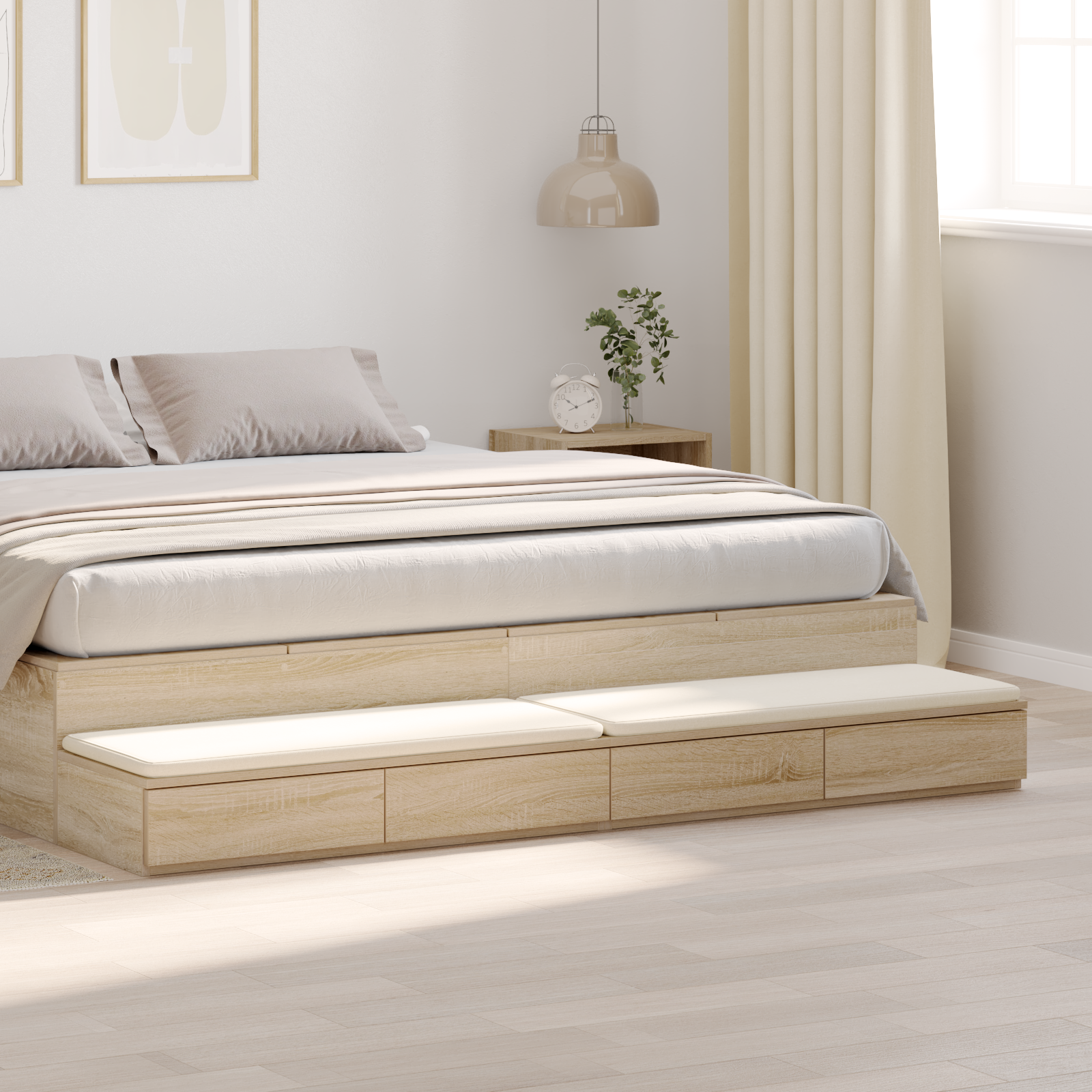Bed Drawers in Sonoma Oak – 180x36.5x16.5 cm, Made of Engineered Wood