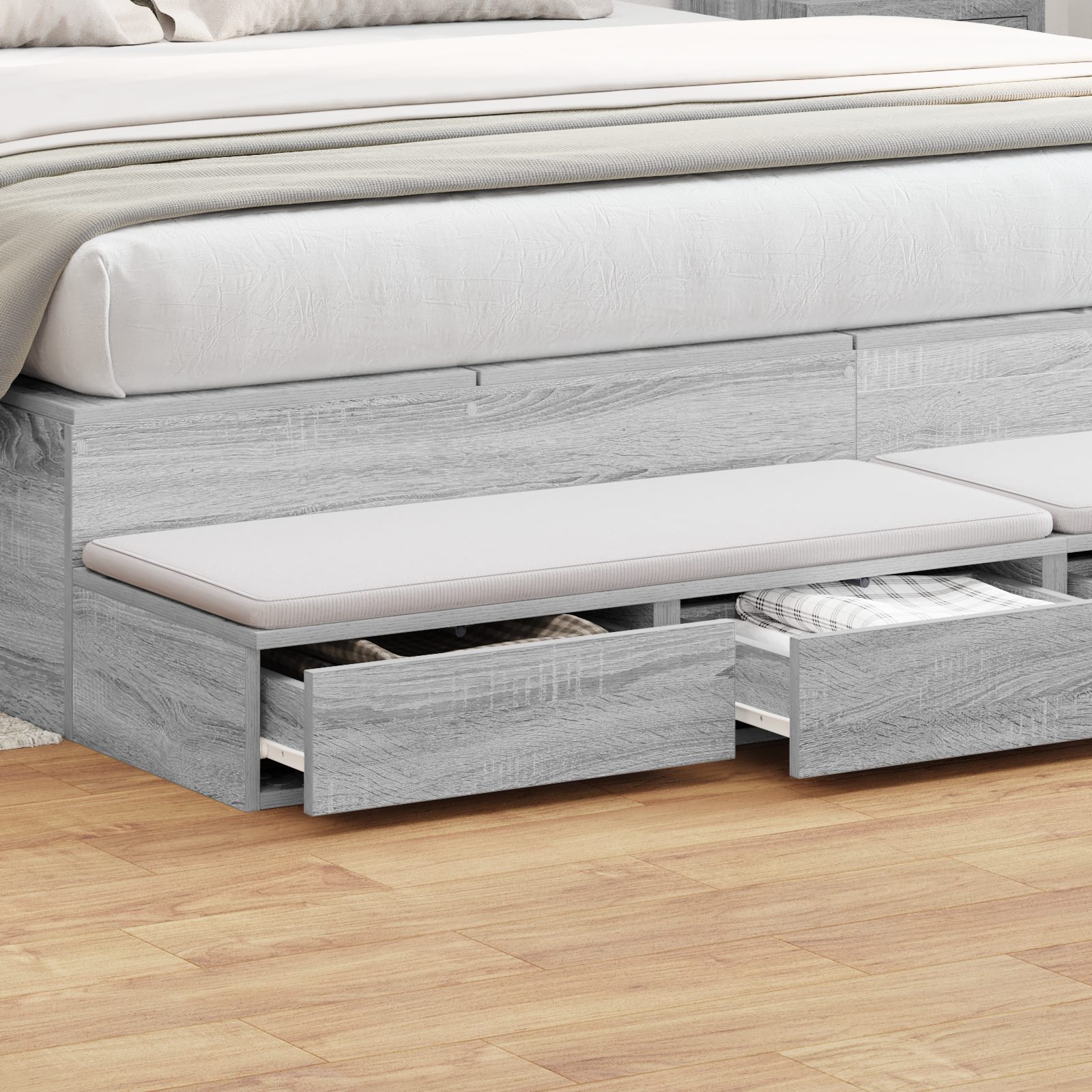Bed Drawers in Grey Sonoma - 180x36.5x16.5 cm - Made of Engineered Wood - Image 4
