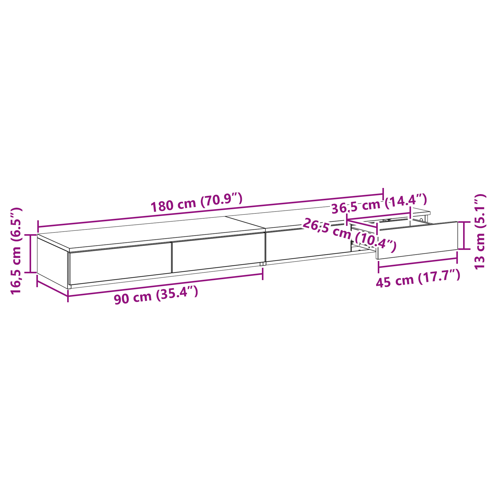 Bed Drawers in Grey Sonoma - 180x36.5x16.5 cm - Made of Engineered Wood - Image 11