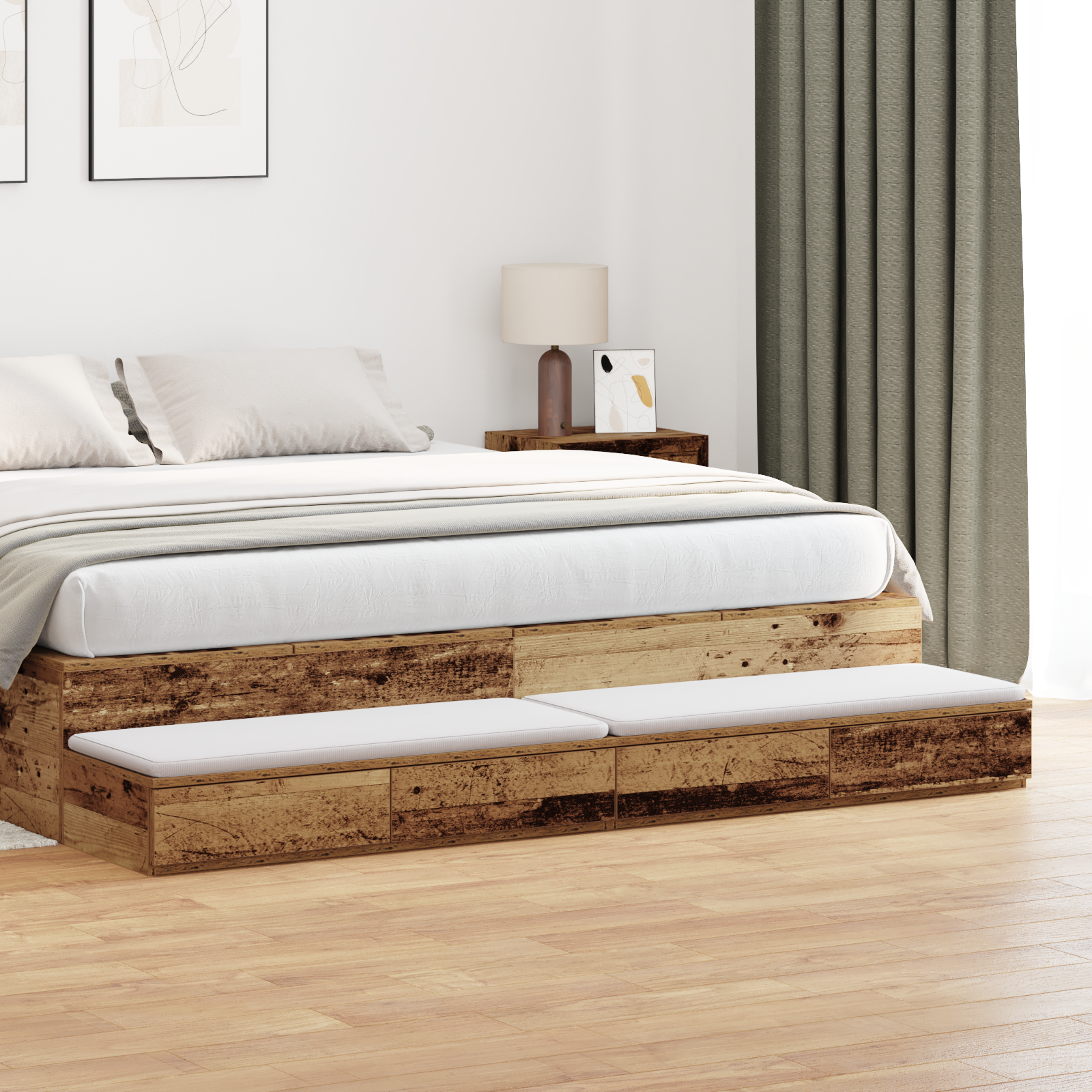 Bed Drawers Old Wood 180x36.5x16.5 cm Engineered Wood