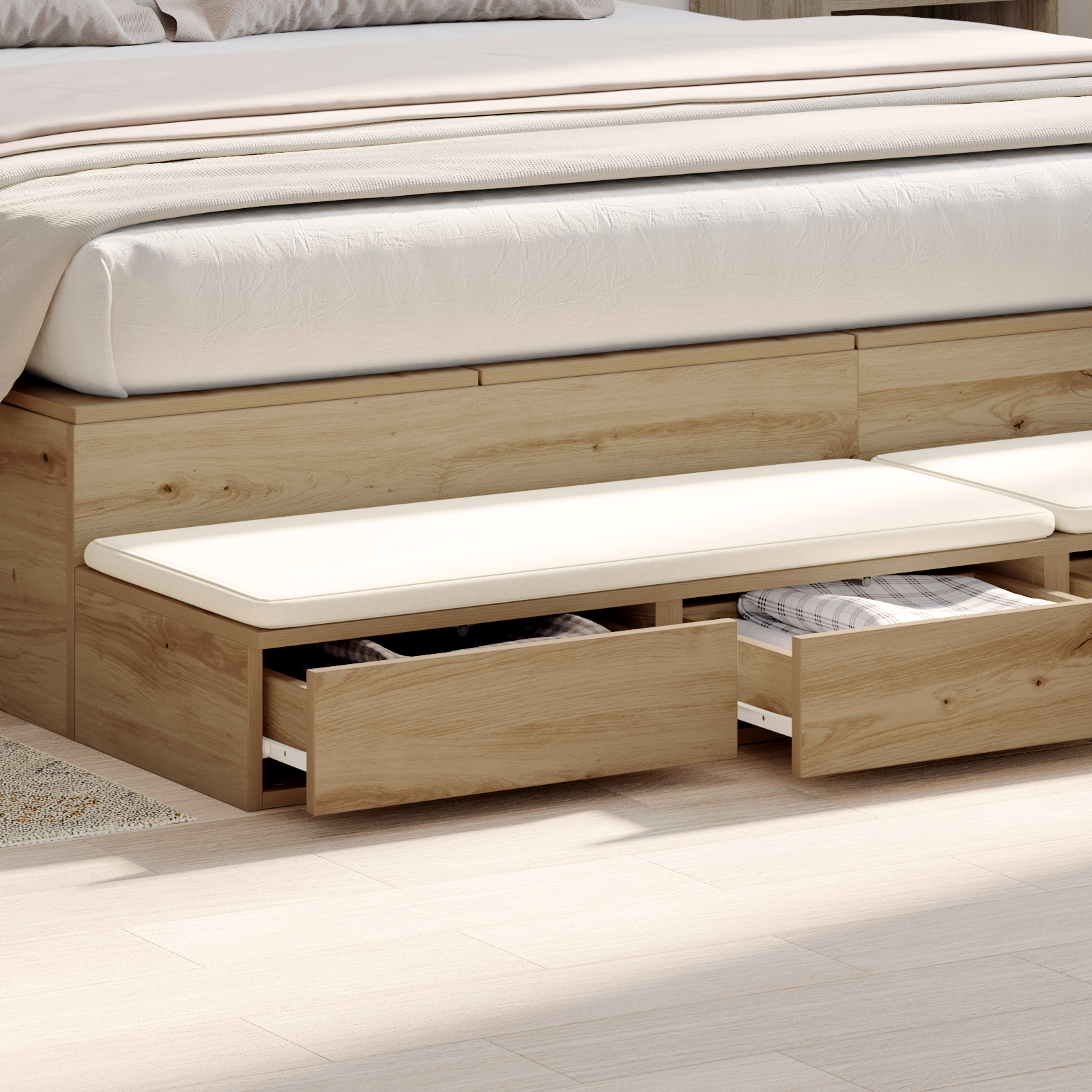 Bed Drawers in Artisan Oak - 180 x 36.5 x 16.5 cm - Made of Engineered Wood - Image 4