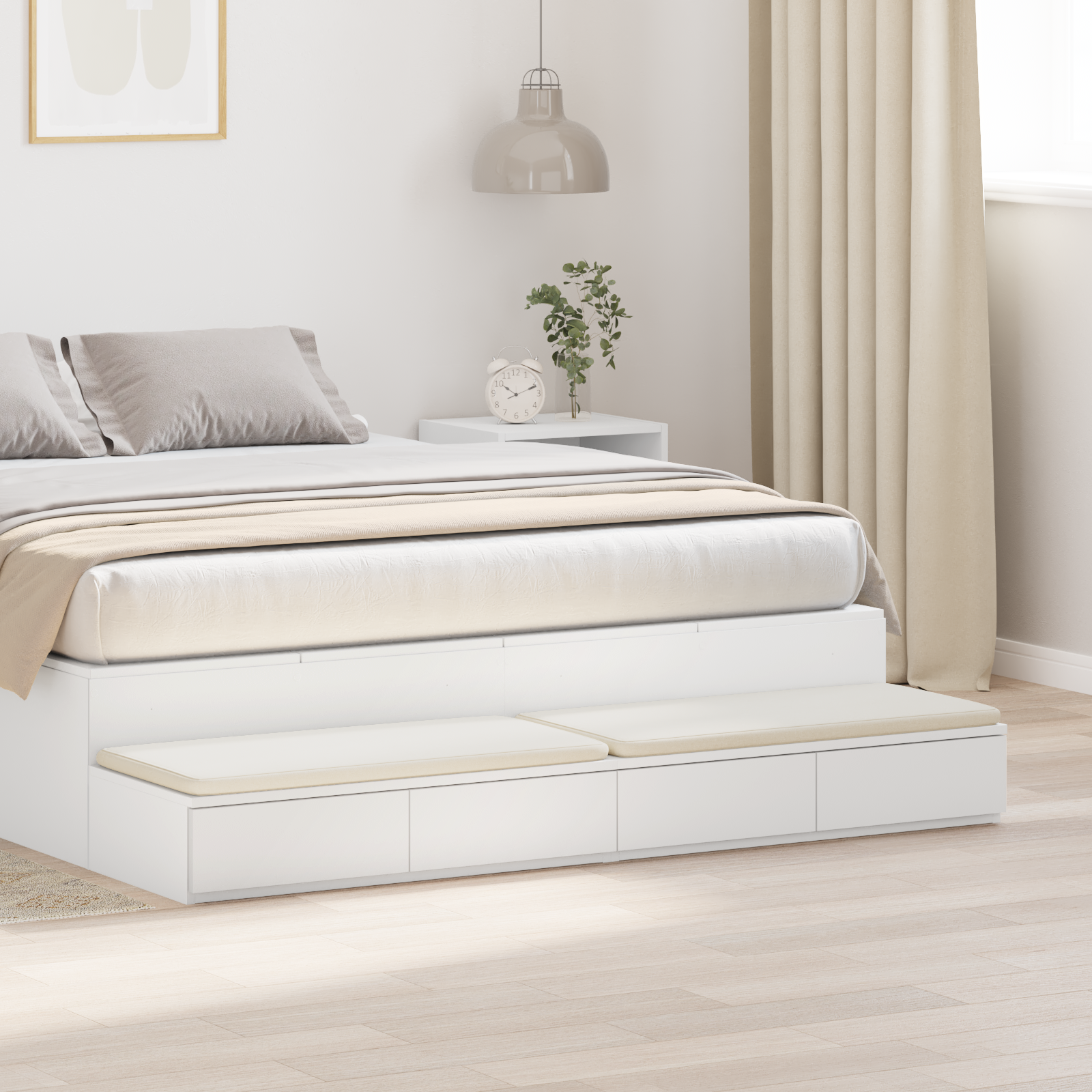 White Bed Drawers 135x36.5x16.5 cm Made of Engineered Wood