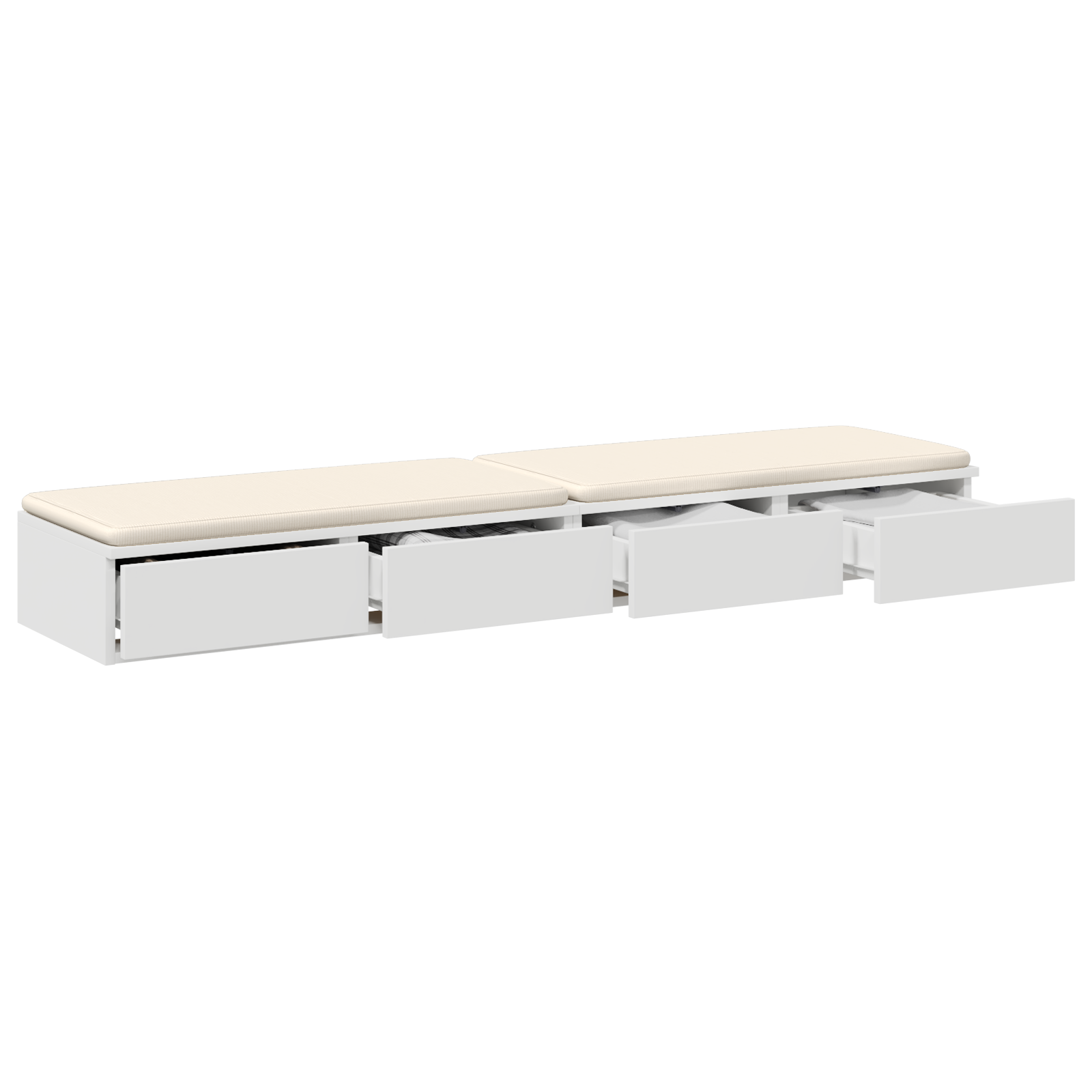 White Bed Drawers 135x36.5x16.5 cm Made of Engineered Wood - Image 3