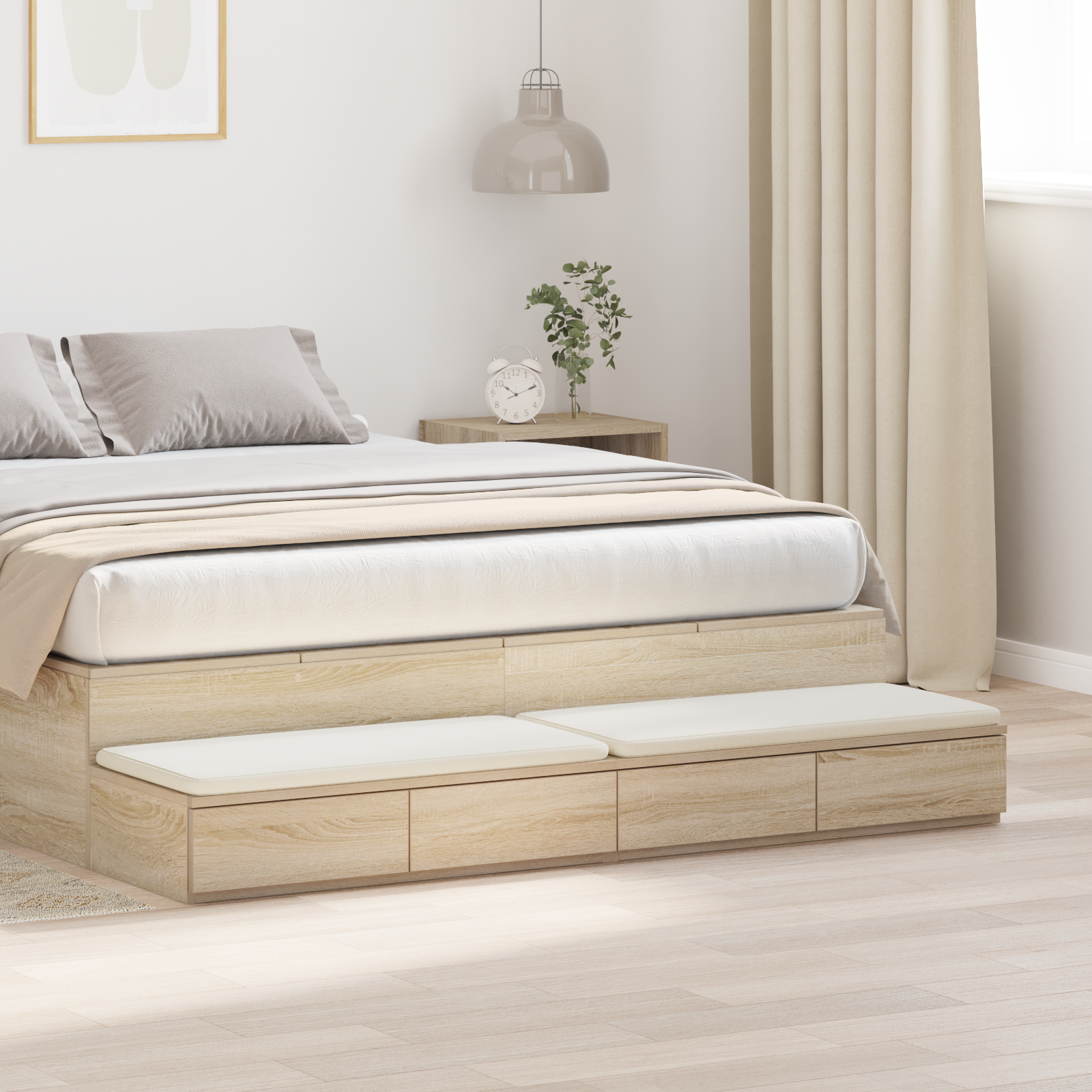Bed Drawers in Sonoma Oak - 135 x 36.5 x 16.5 cm - Made of Engineered Wood