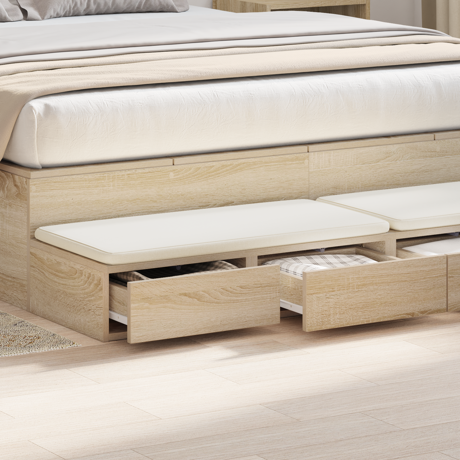 Bed Drawers in Sonoma Oak - 135 x 36.5 x 16.5 cm - Made of Engineered Wood - Image 4
