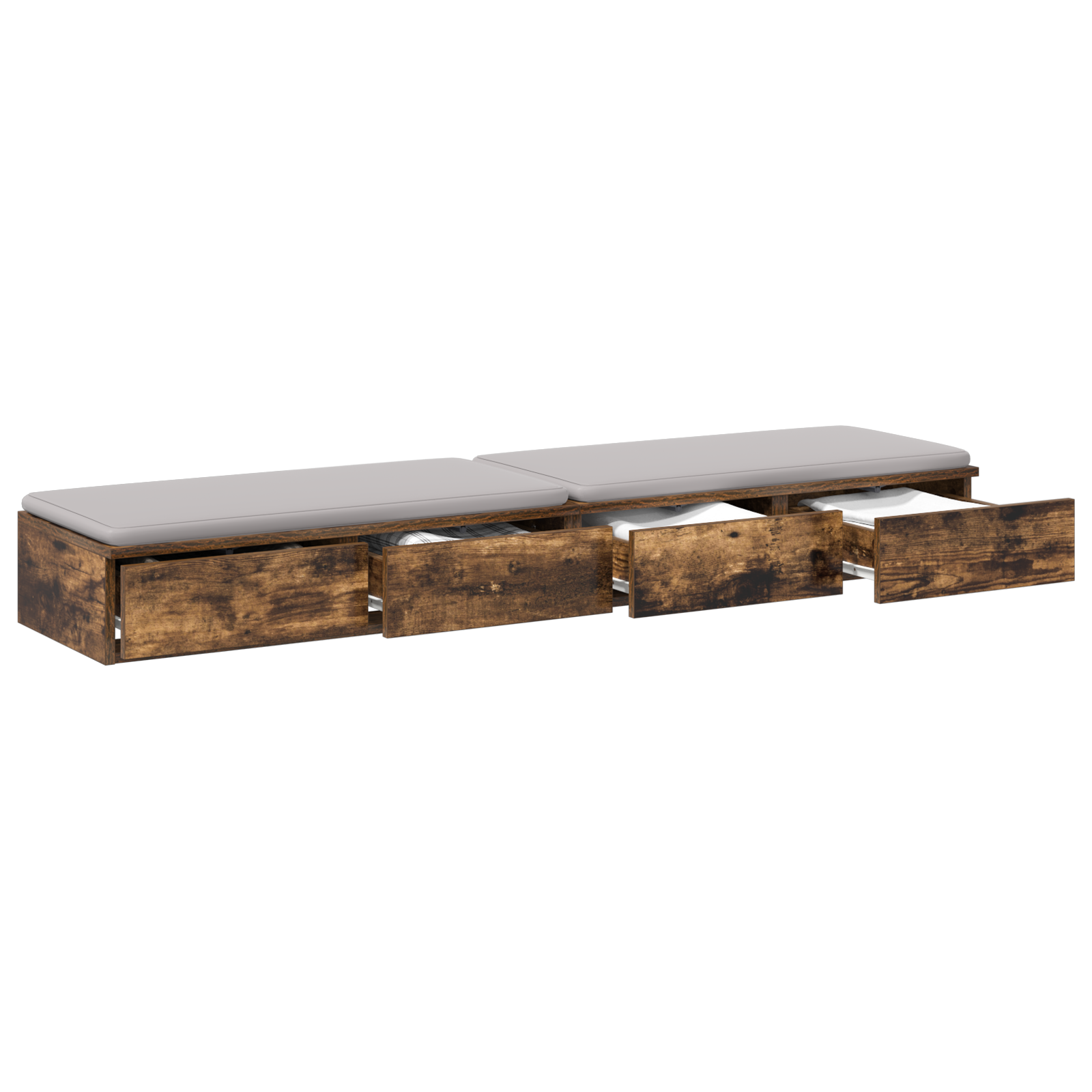 Bed Drawers in Smoked Oak - 135x36.5x16.5 cm, Made from Engineered Wood - Image 3