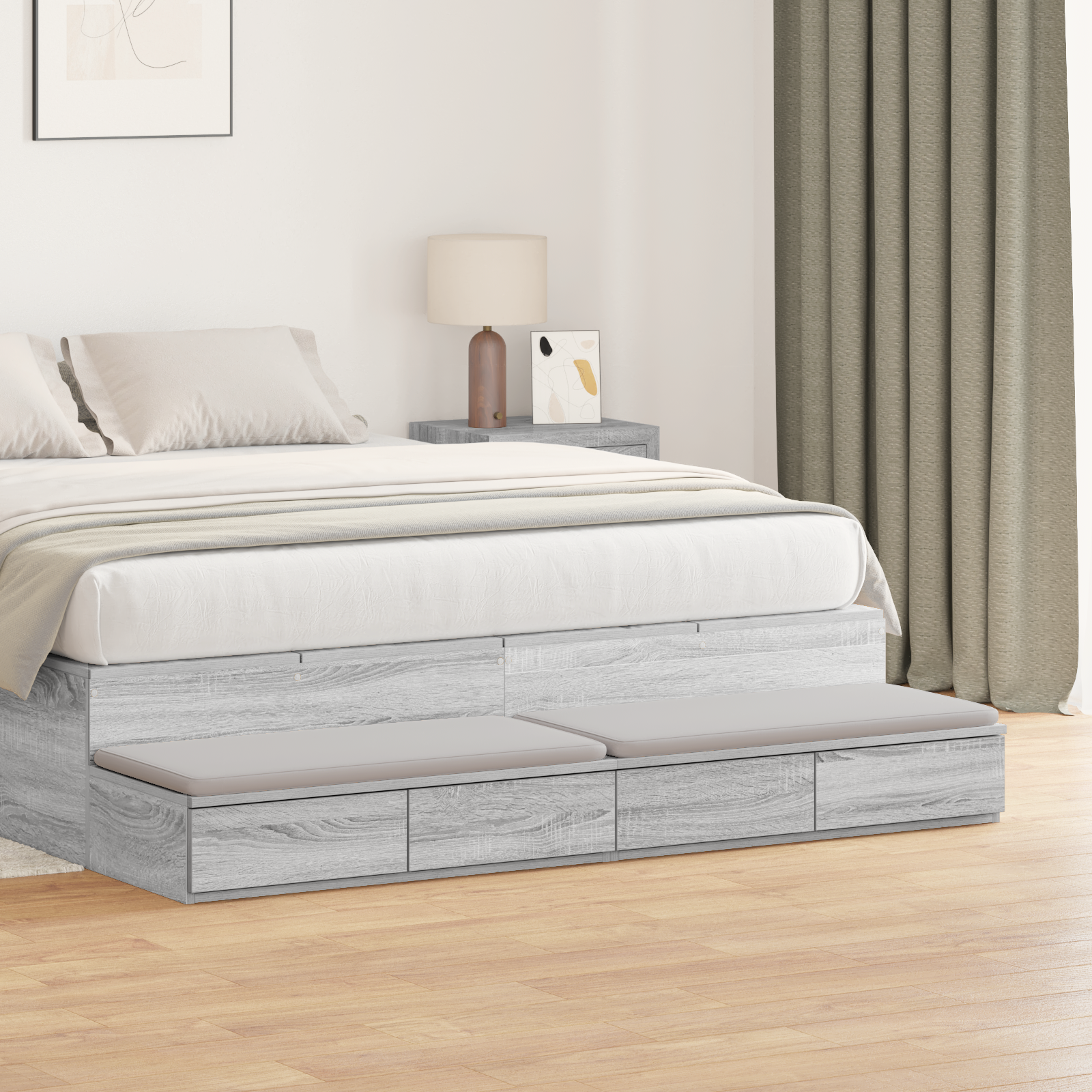 Bed Drawers Grey Sonoma 135x36,5x16,5 cm Engineered Wood