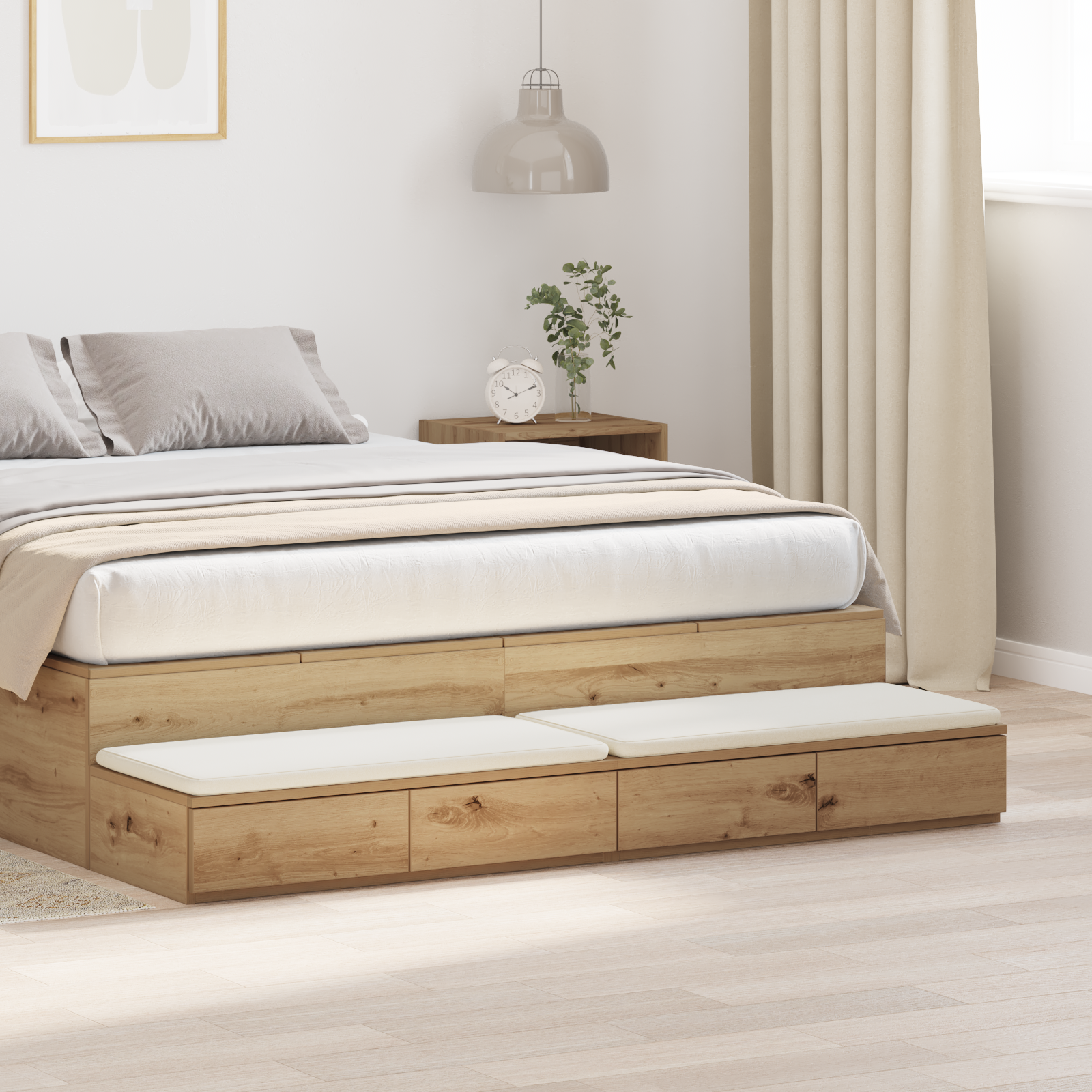 Bedside Tables Artisan oak Solid oak wood 135 x 36.5 x 16.5 cm