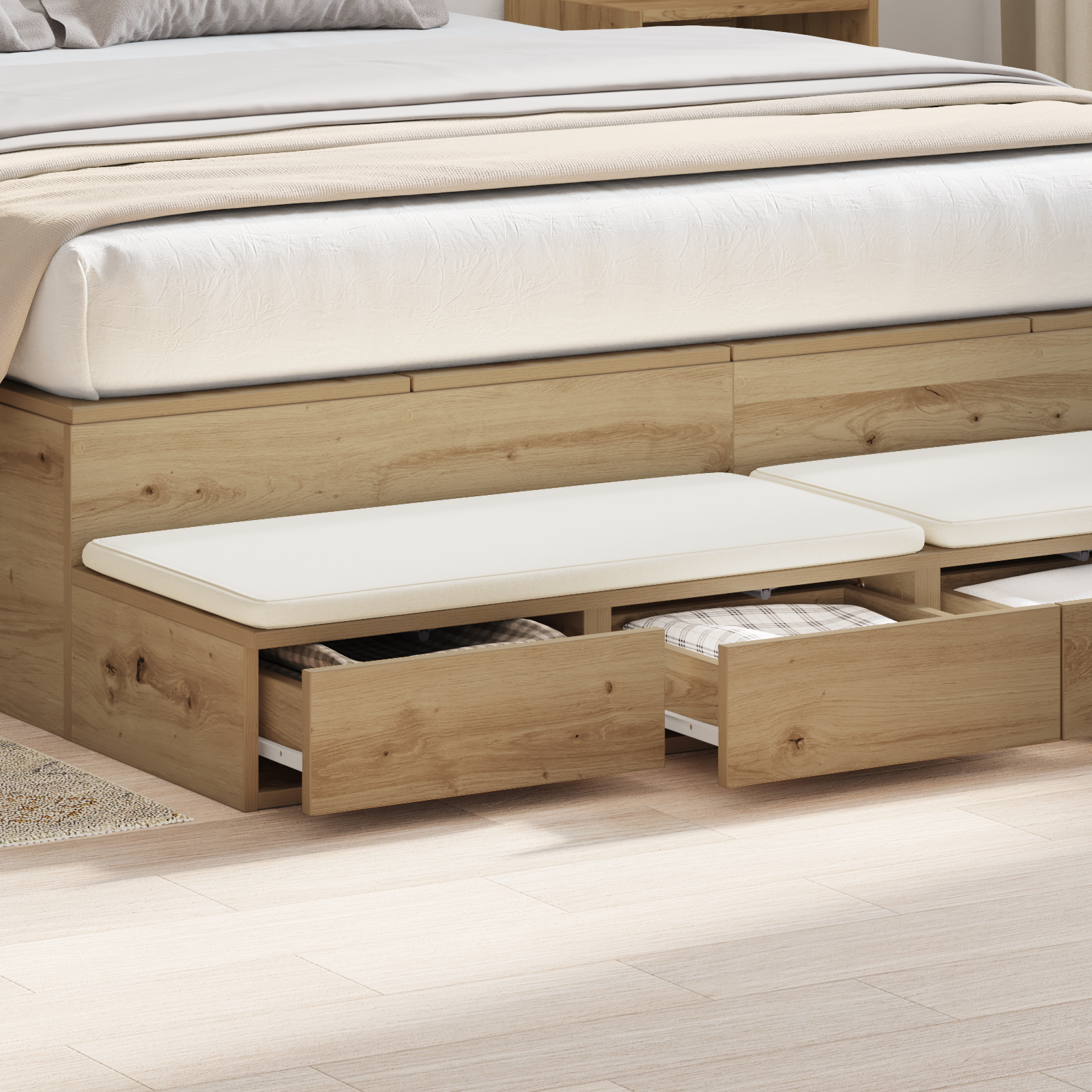 Bedside Tables Artisan oak Solid oak wood 135 x 36.5 x 16.5 cm - Image 4