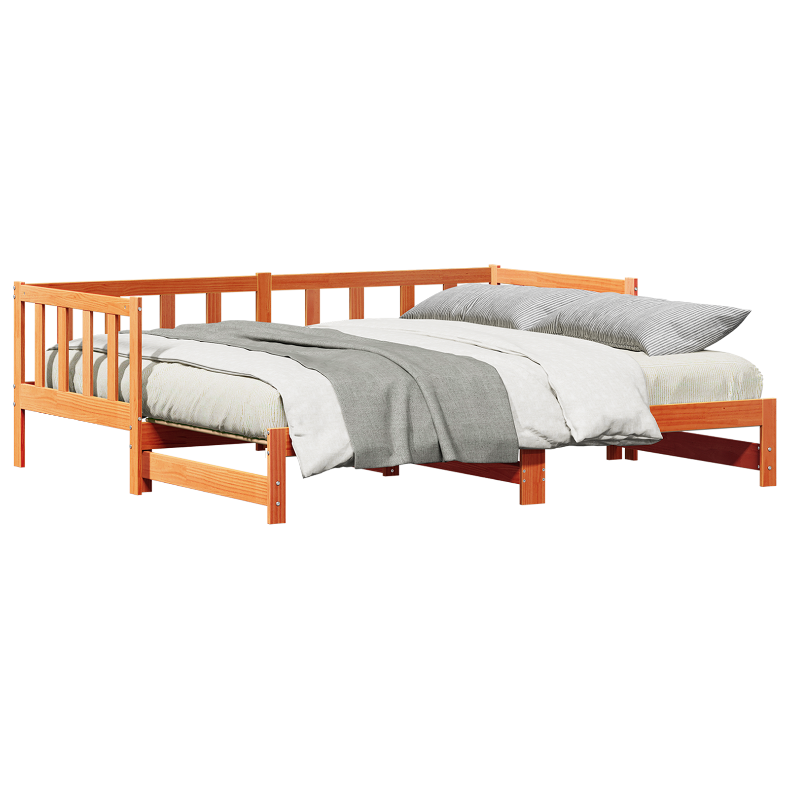 Pull-out Day Bed without Mattress Wax Brown 2x(90x190) cm - Image 2