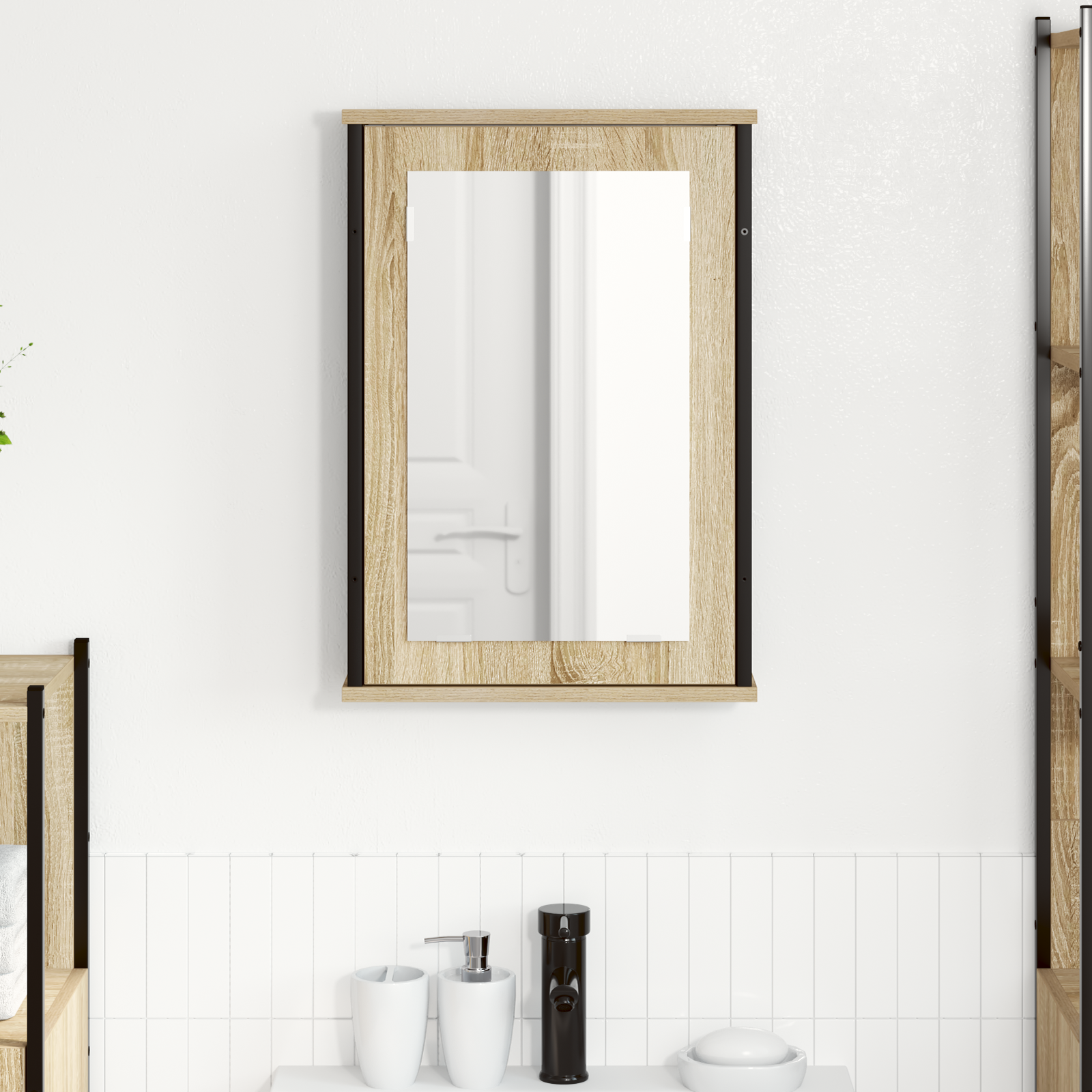 Mirror Cabinet Natural Oak Particle board, glass, metal Medium