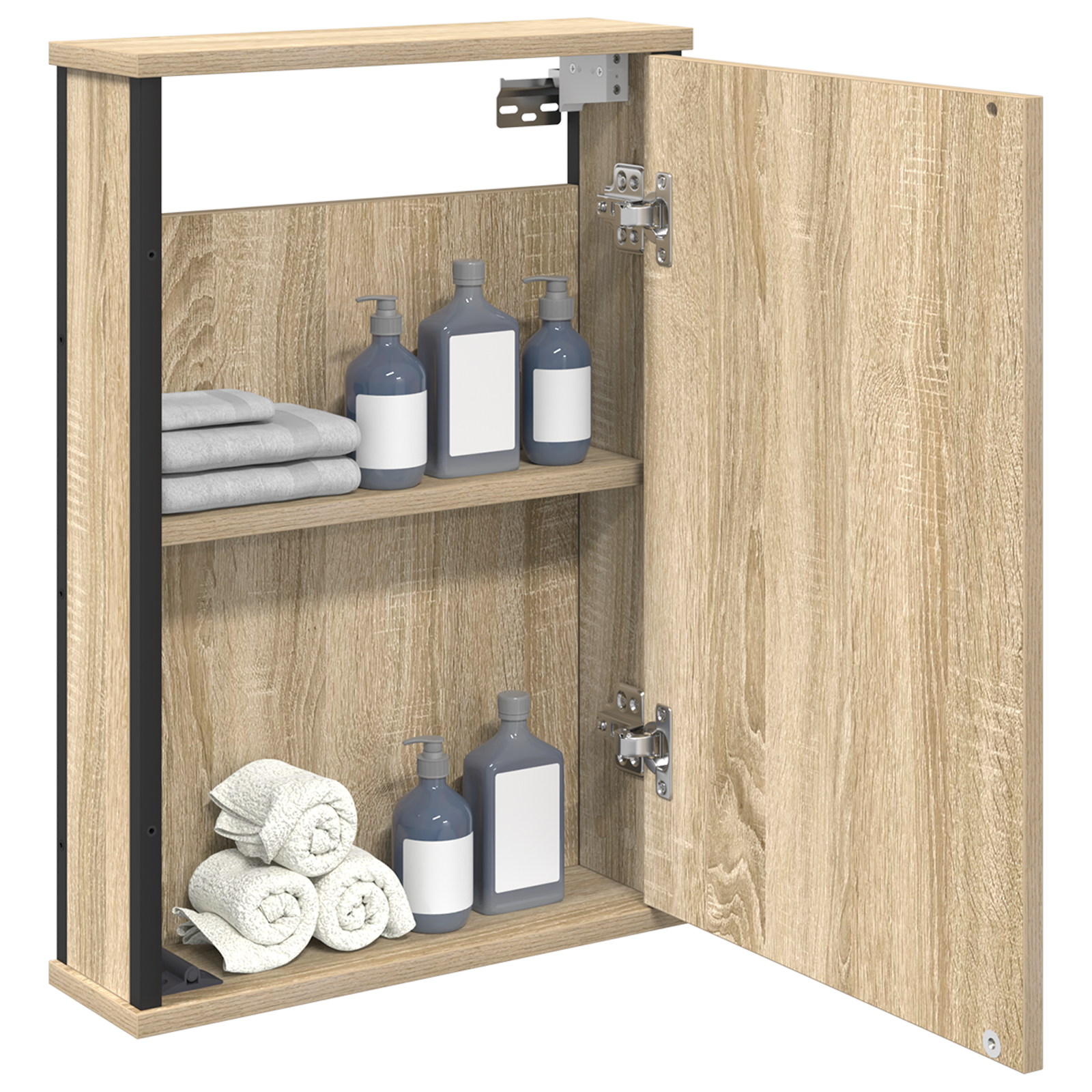Mirror Cabinet Natural Oak Particle board, glass, metal Medium - Image 3