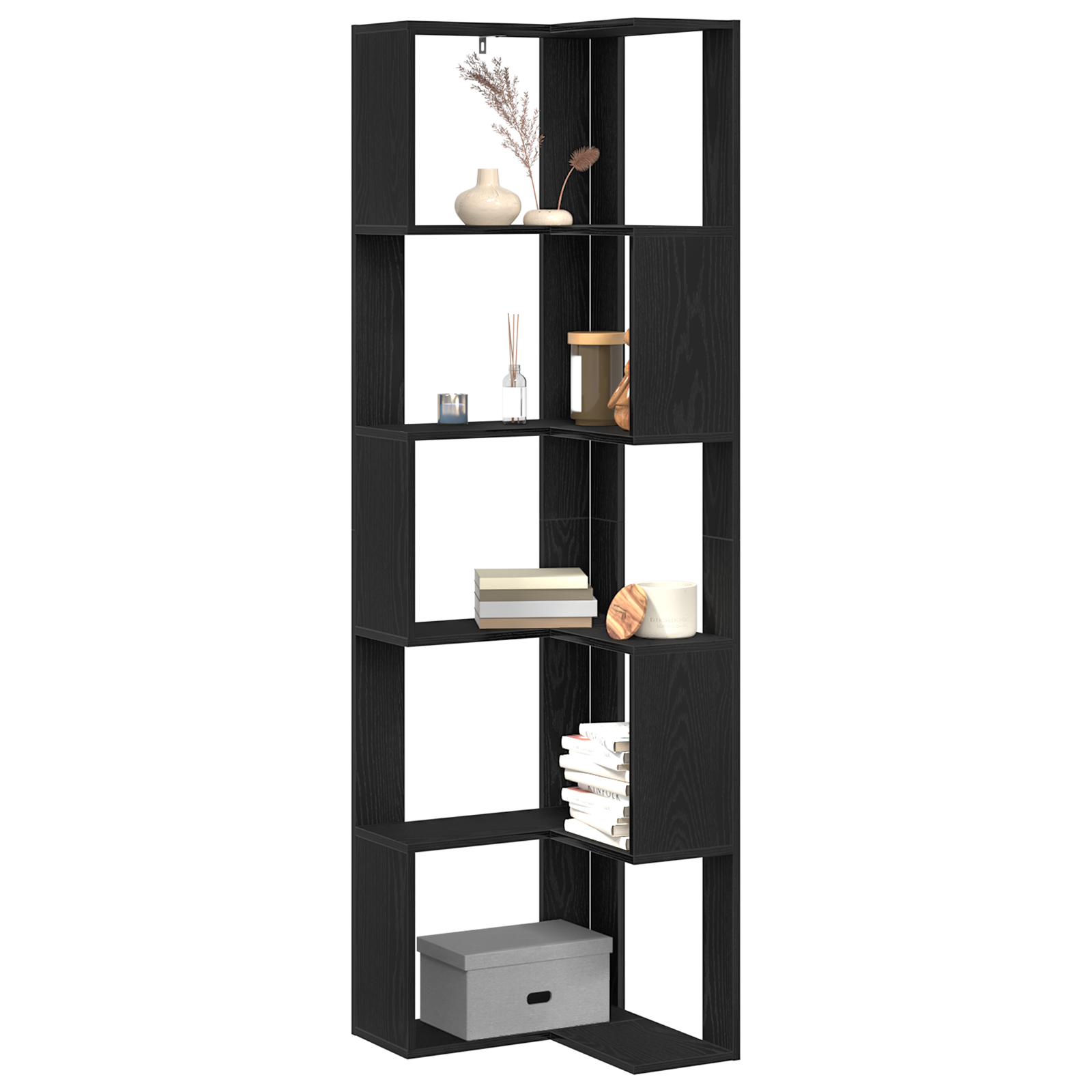 Corner Bookcase 5-Tier Corner Bookshelf Corner Rack Engineered Wood vidaXL - Picture 13 of 108