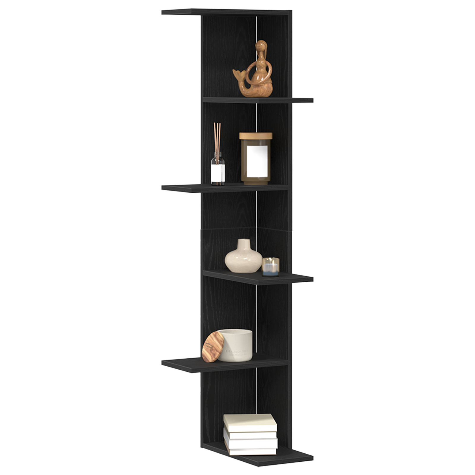 Wall Corner Shelf Black Oak 36,5x36,5x140 cm Engineered Wood - Image 3