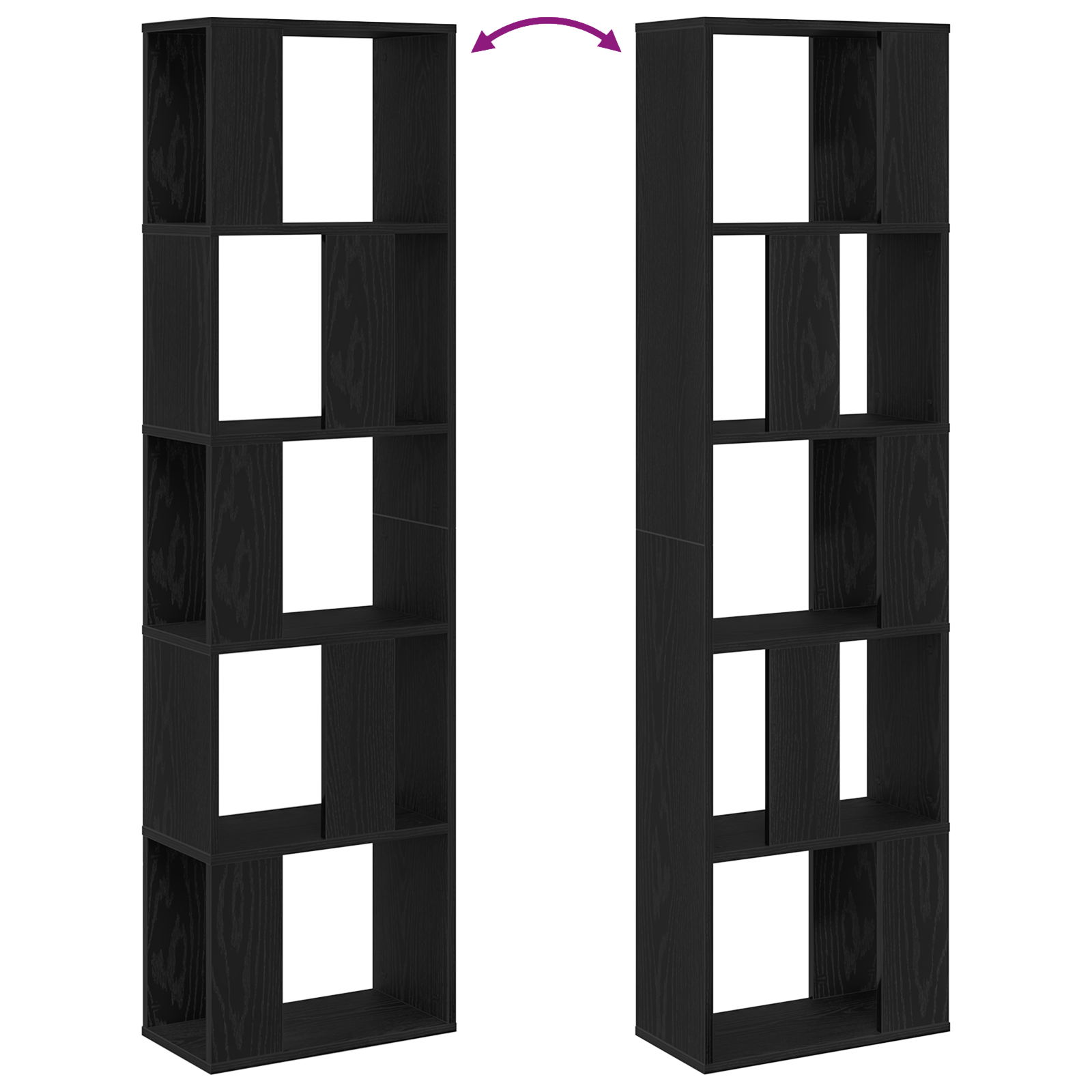 Bookcase 5-Tier Black Oak 45x23,5x162,5 cm Engineered Wood - Image 9