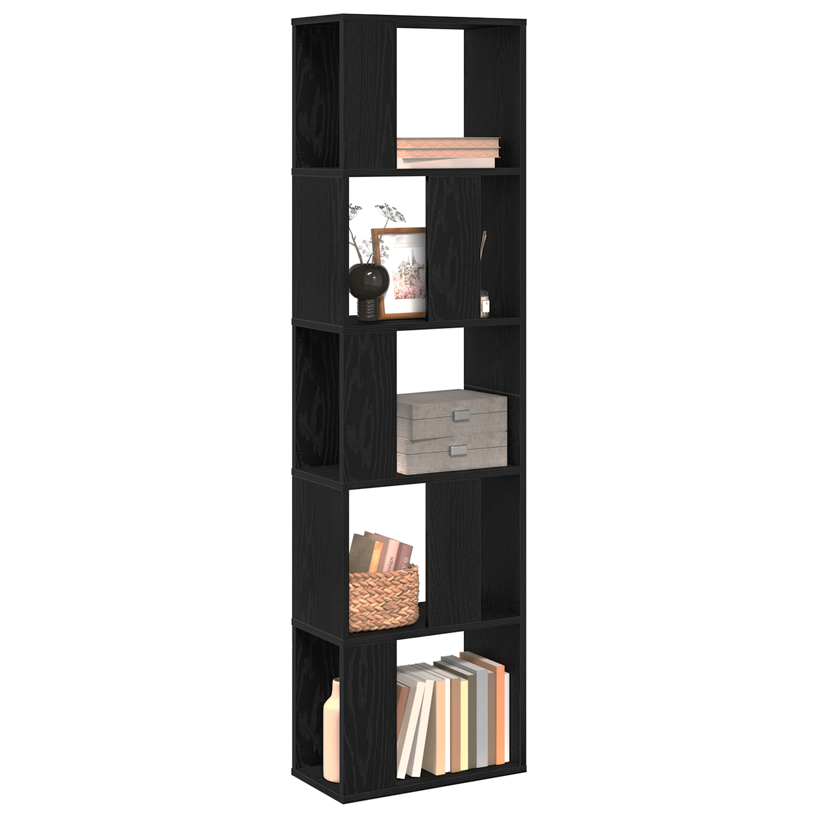 Bookcase 5-Tier Black Oak 45x23,5x162,5 cm Engineered Wood - Image 3