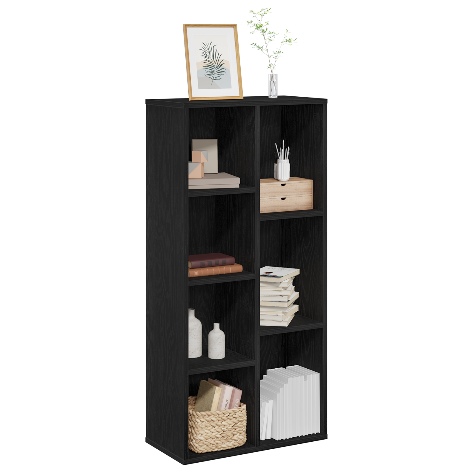 Bookcase Black Oak 50x25x105 cm Engineered Wood - Image 3