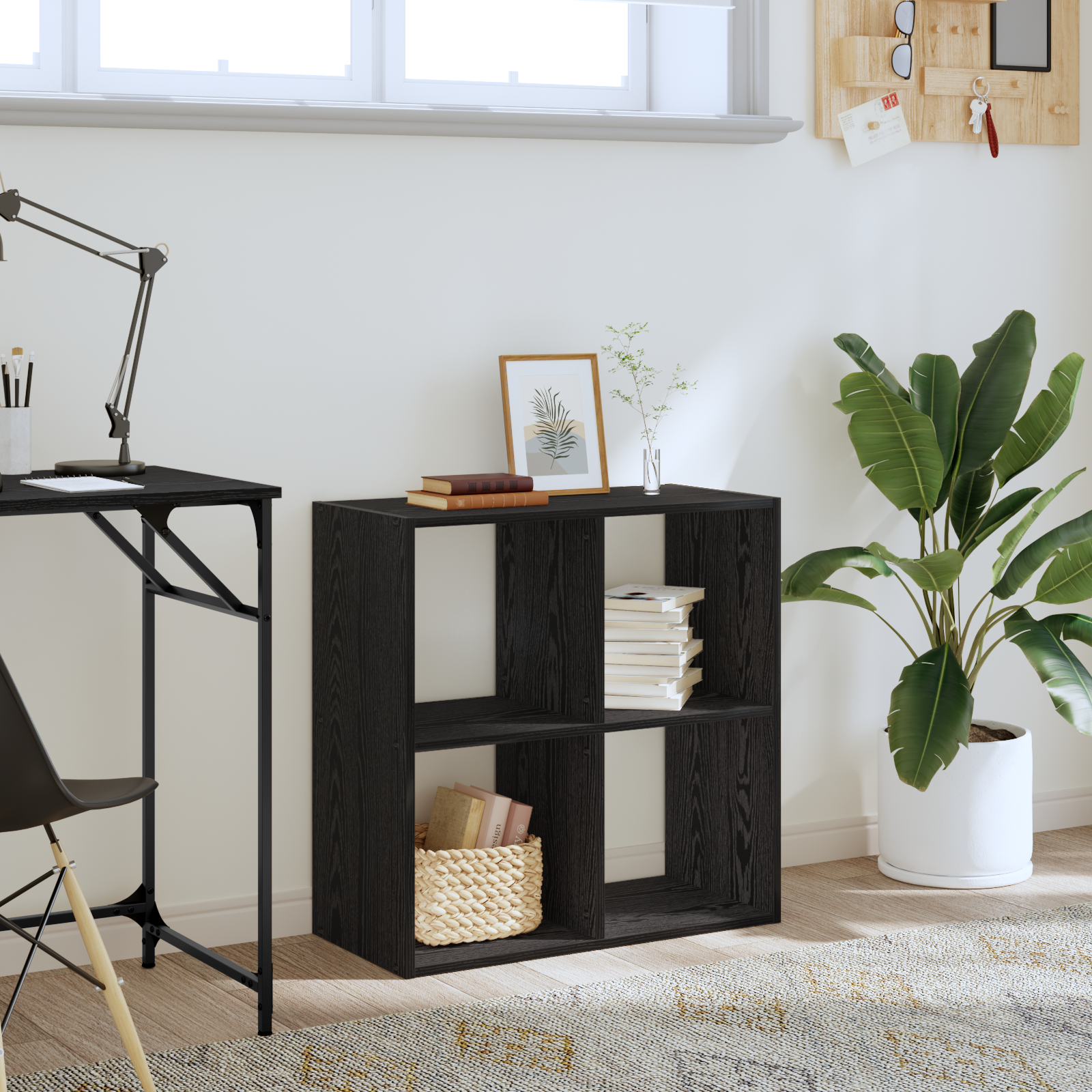 Bookcase Black Oak 68,5x32x68,5 cm Engineered Wood - Image 4