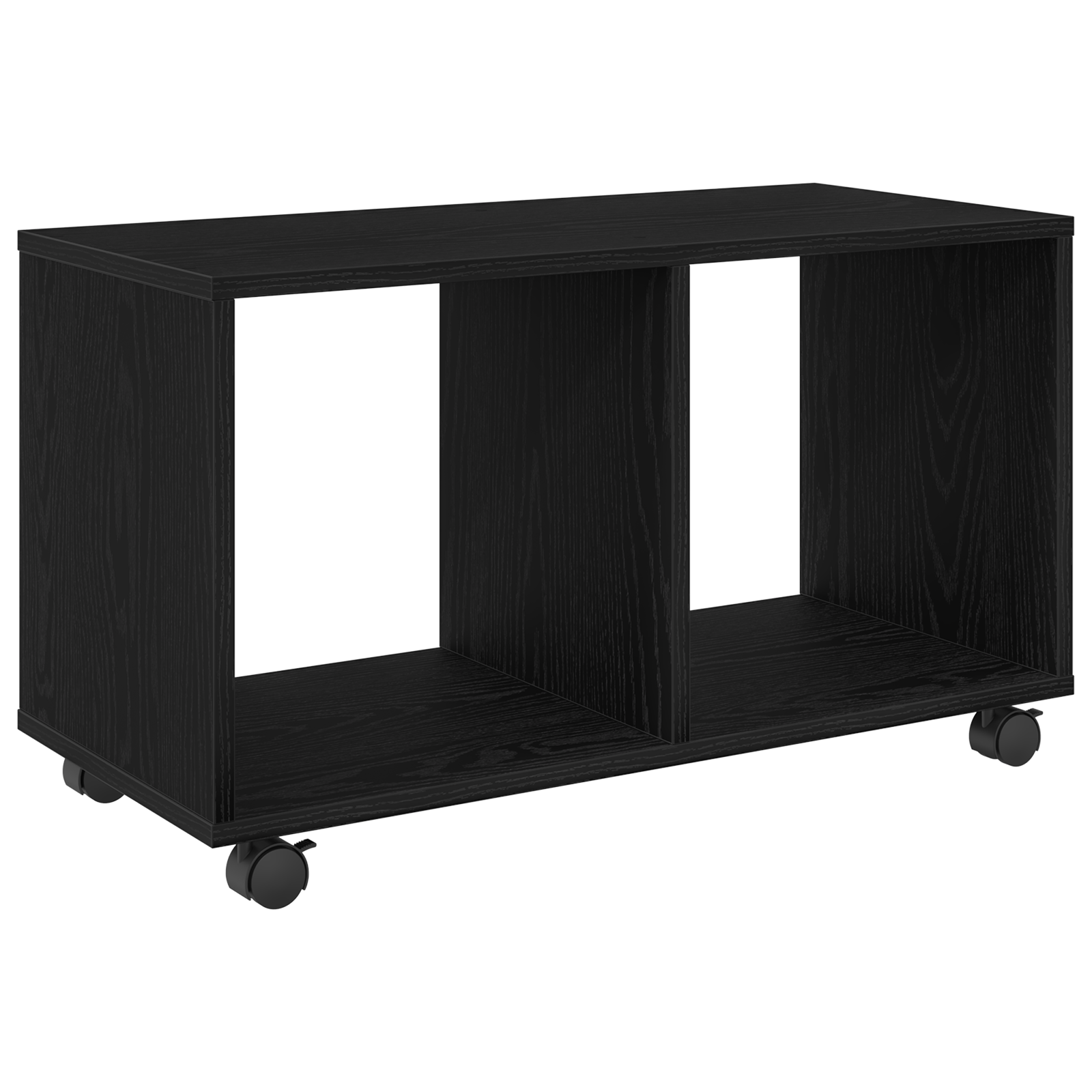 End Table with Wheels Black Oak 72x33x42,5 cm Engineered Wood - Image 2