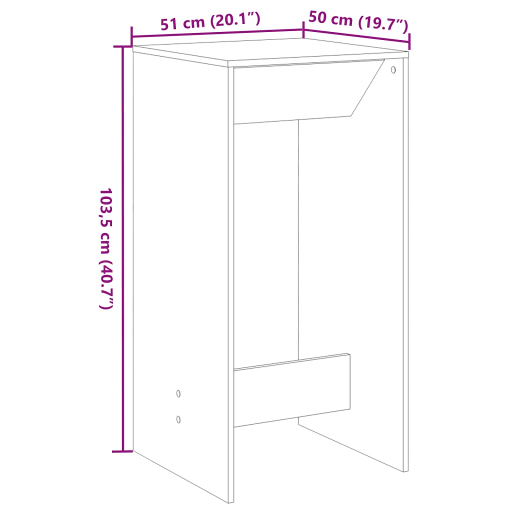 Baro Stalas Juodas 51x50x103,5 cm Inžinierijos Medžio - Image 10