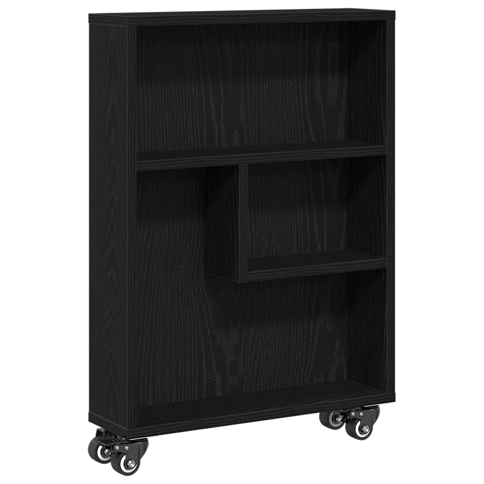 Narrow Storage Trolley Black Oak 48x13x68 cm Engineered Wood - Image 2