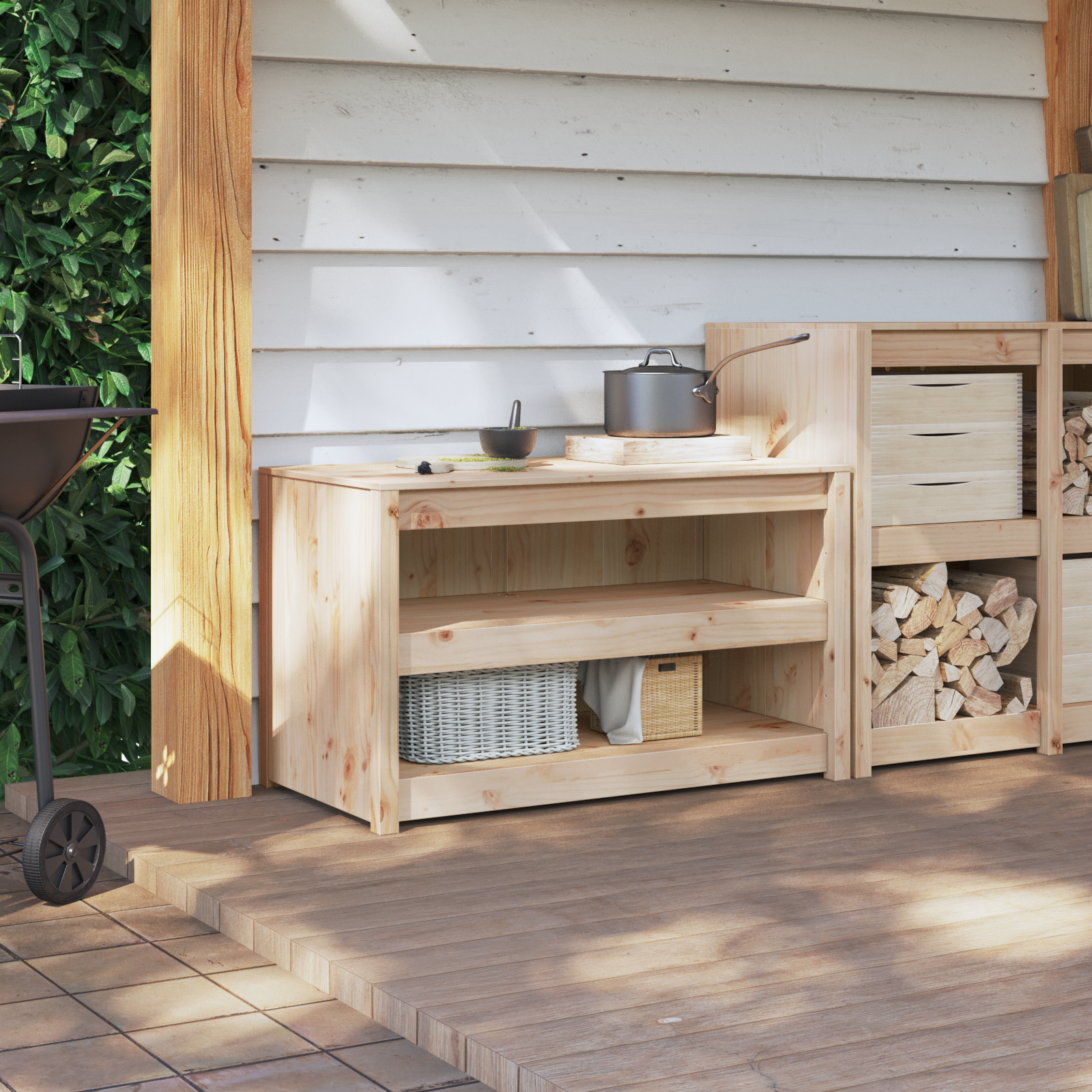 Kitchen Cabinet Untreated Pinewood Medium Rectangular - Image 4