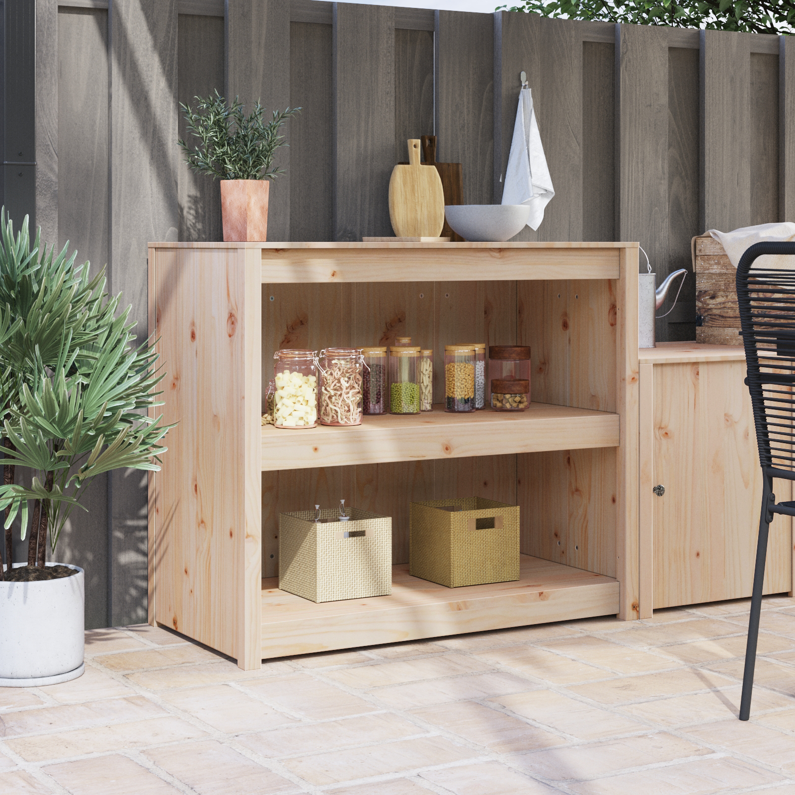 Buitenkast 106x55x92 cm Massief Dennehout