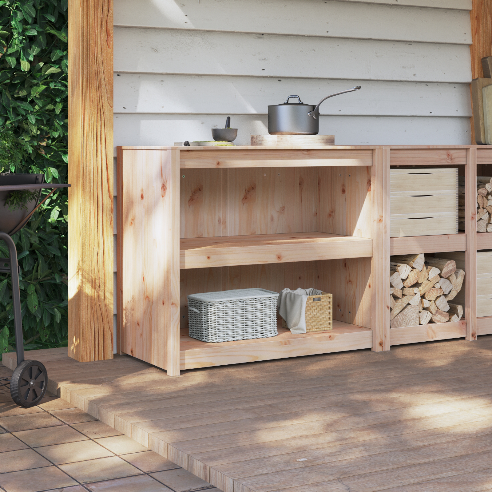 Outdoor Kitchen Cabinet 106x55x92 cm Solid Wood Pine - Image 4