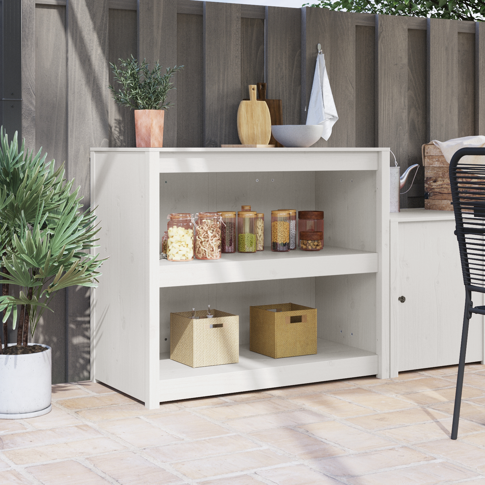 Buitenkeuken Kast Wit 106x55x92 cm Massief Grenenhout