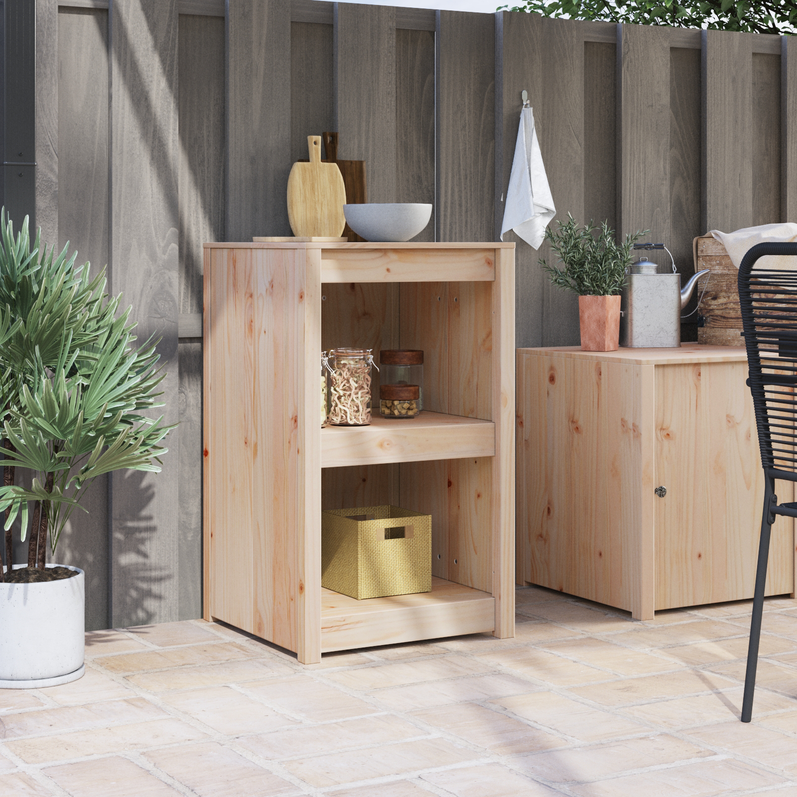 Outdoor Kitchen Cabinet 55x55x92 cm Solid Wood Pine
