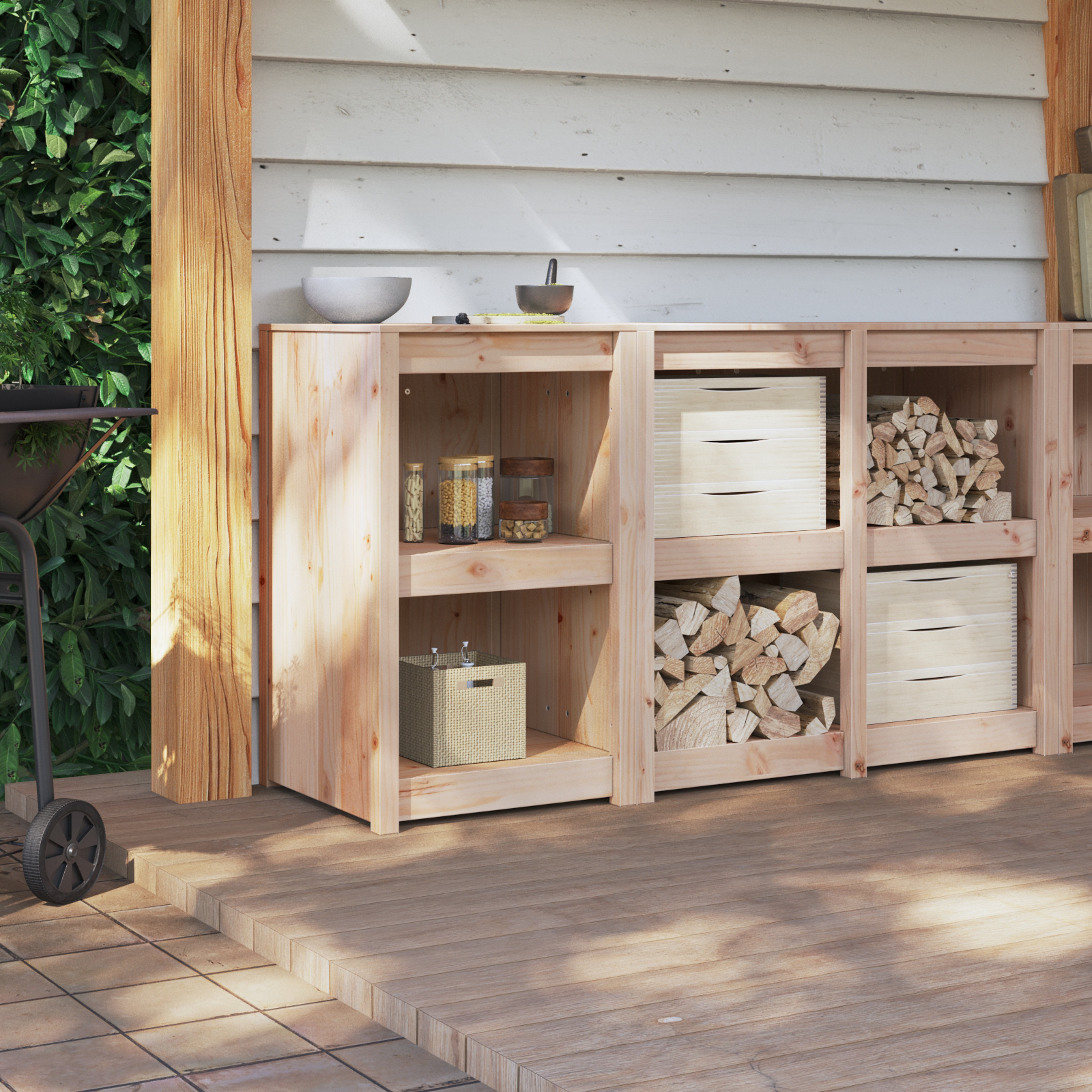 Outdoor Kitchen Cabinet 55x55x92 cm Solid Wood Pine - Image 4