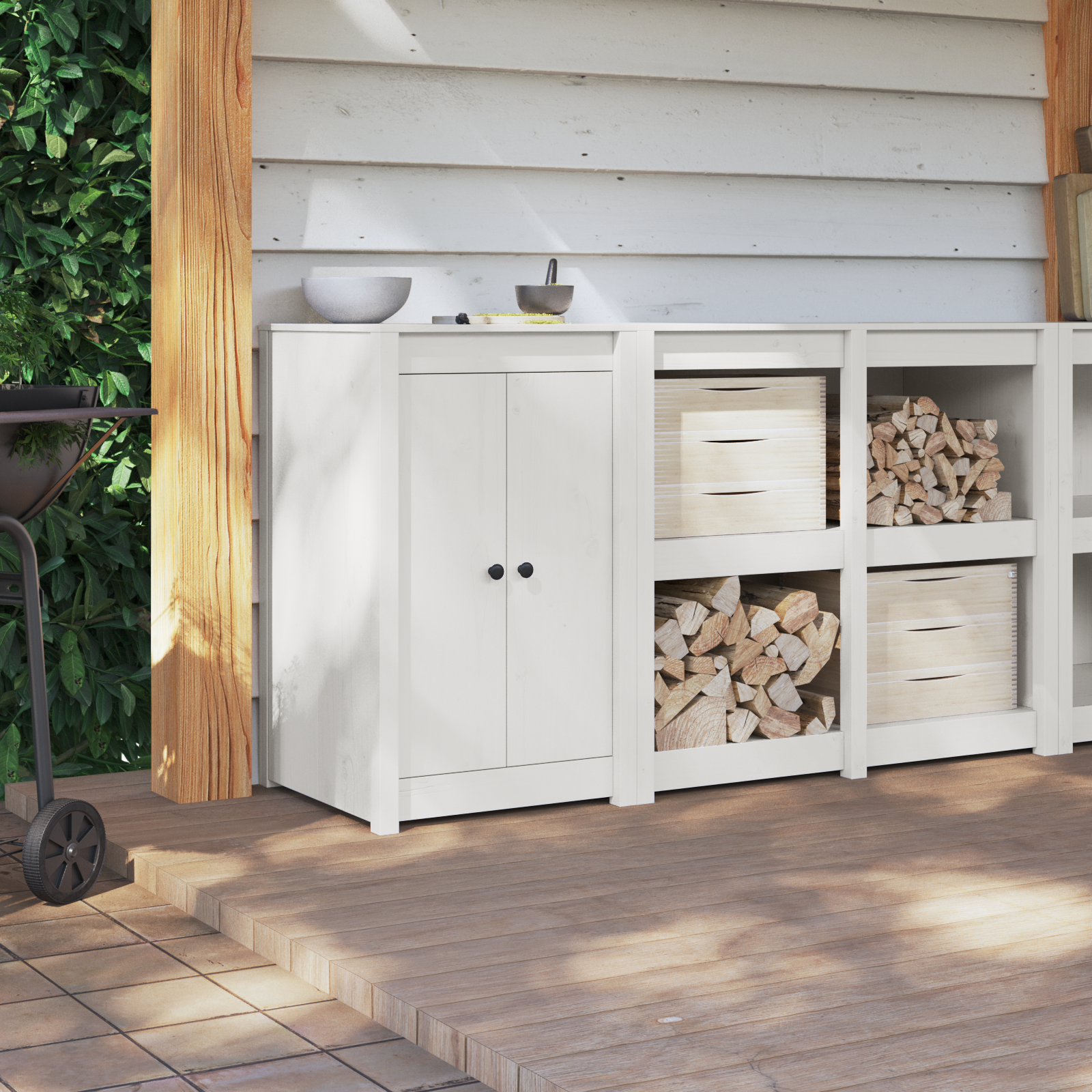 Outdoor Kitchen Doors White 50x9x82 cm Solid Wood Pine - Image 3
