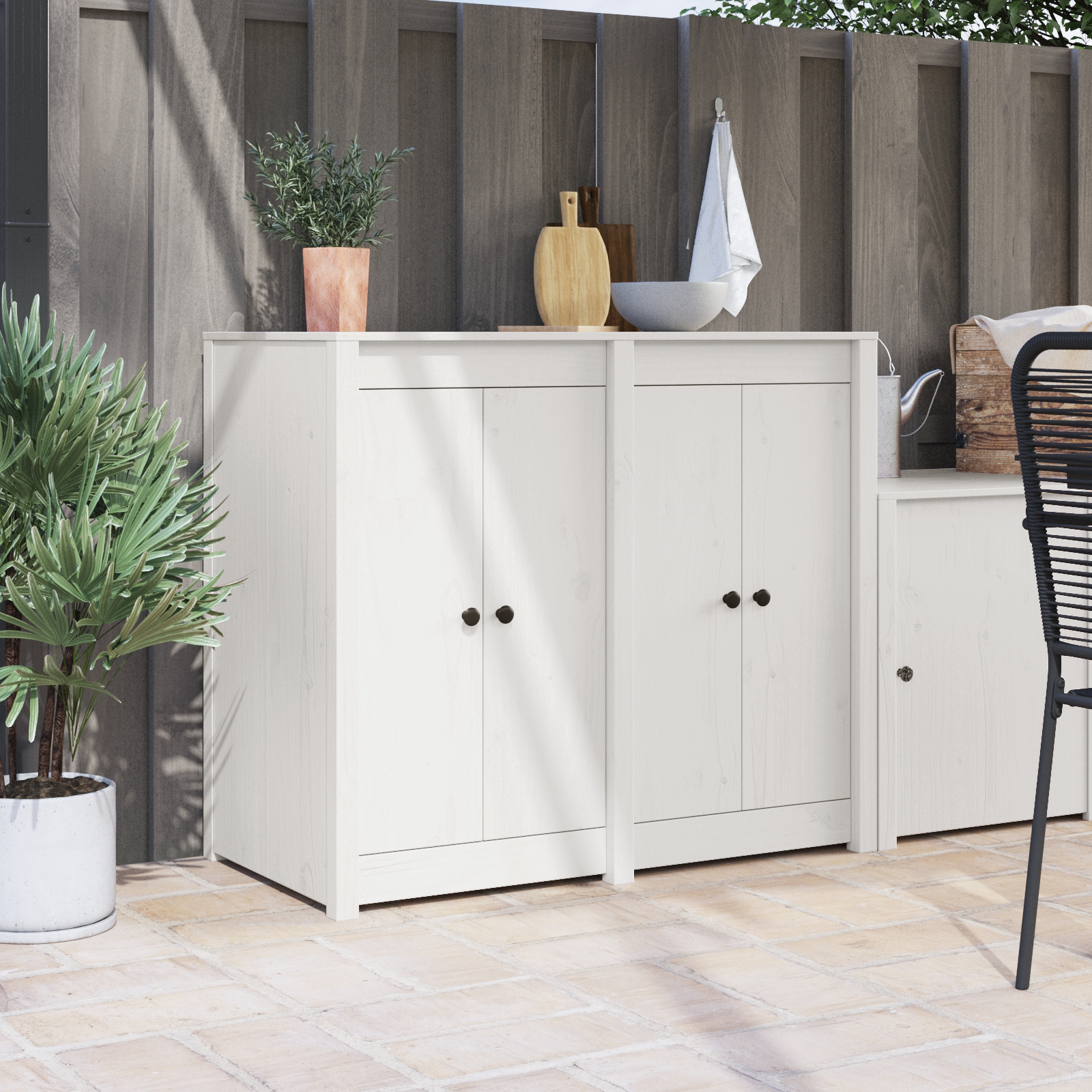 Outdoor Kitchen Doors 2 pcs White 50x9x82 cm Solid Wood Pine