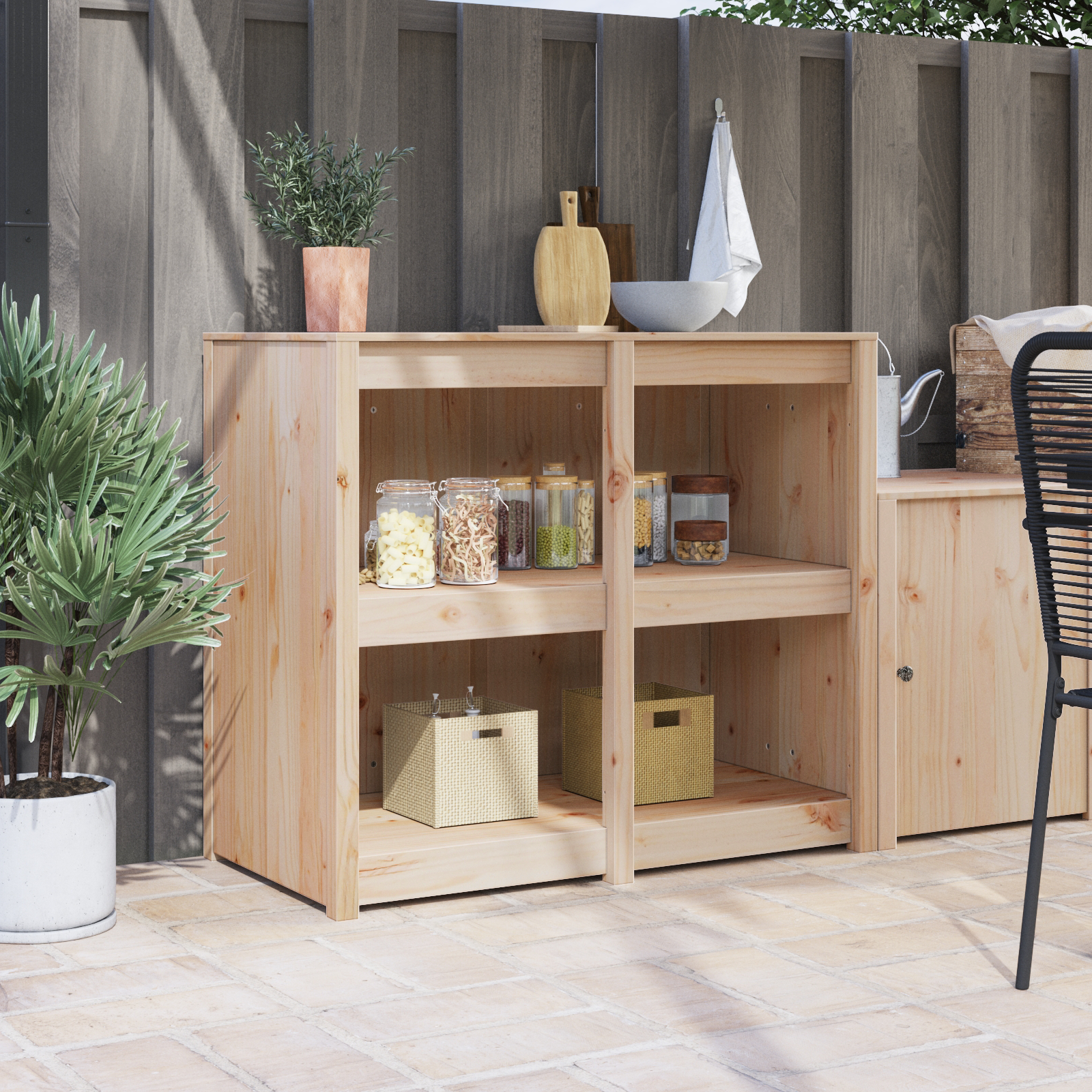 Buitenkeukenkast 106x55x92 cm Massief Hout Grenen