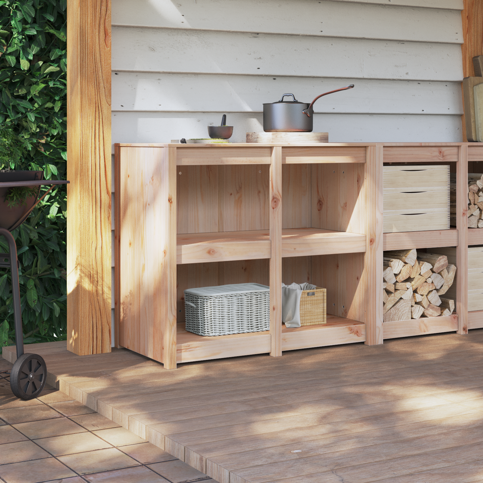 Outdoor Kitchen Cabinet 106x55x92 cm Solid Wood Pine - Image 4
