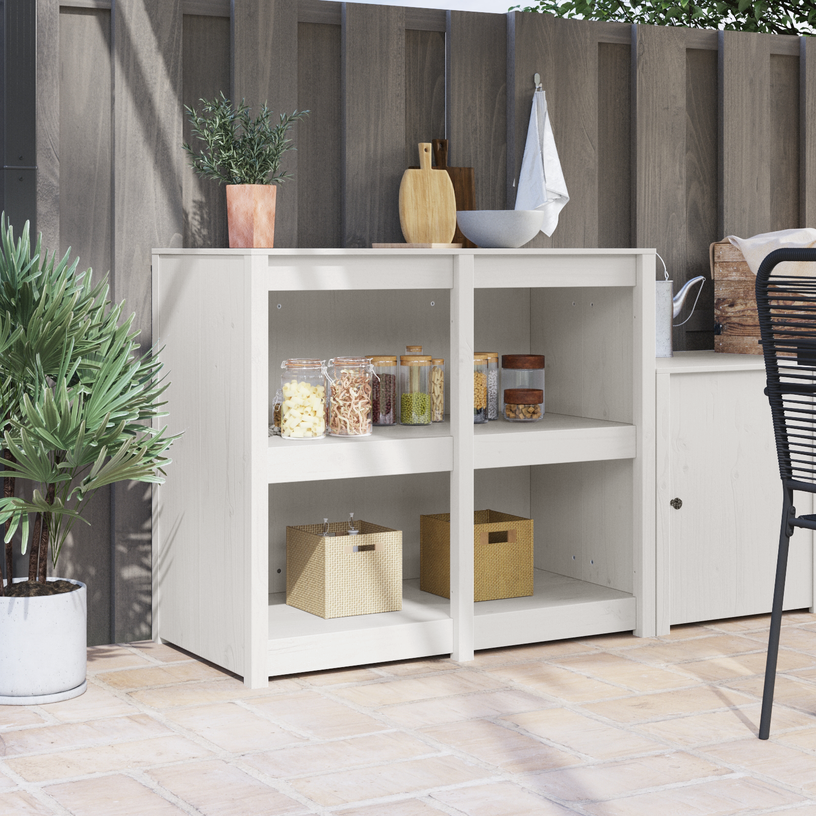 Buitenkeuken Kast Wit 106x55x92 cm Massief Hout Grenen