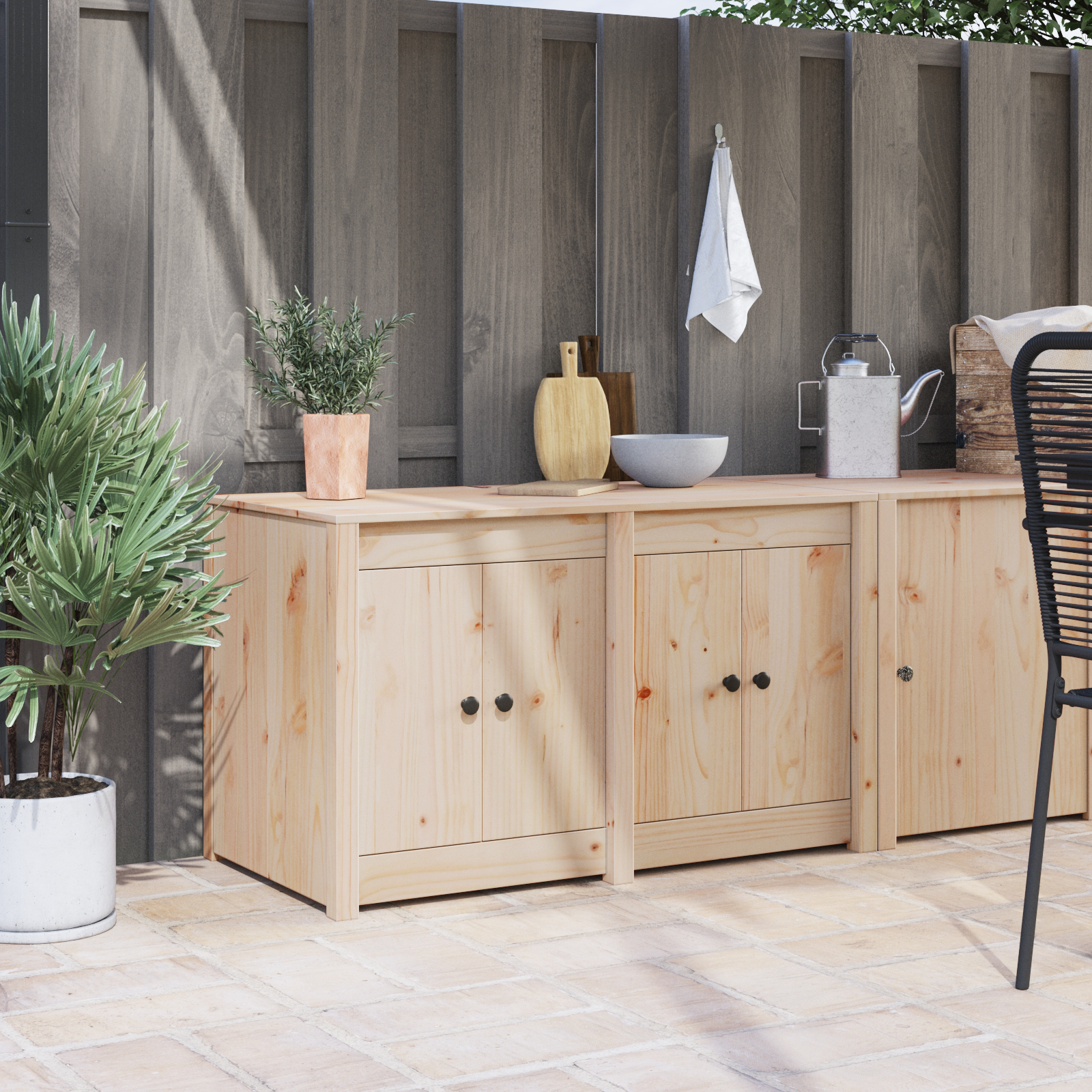 Buitenkast voor de Keuken 106x55x64 cm Massief Hout Pine
