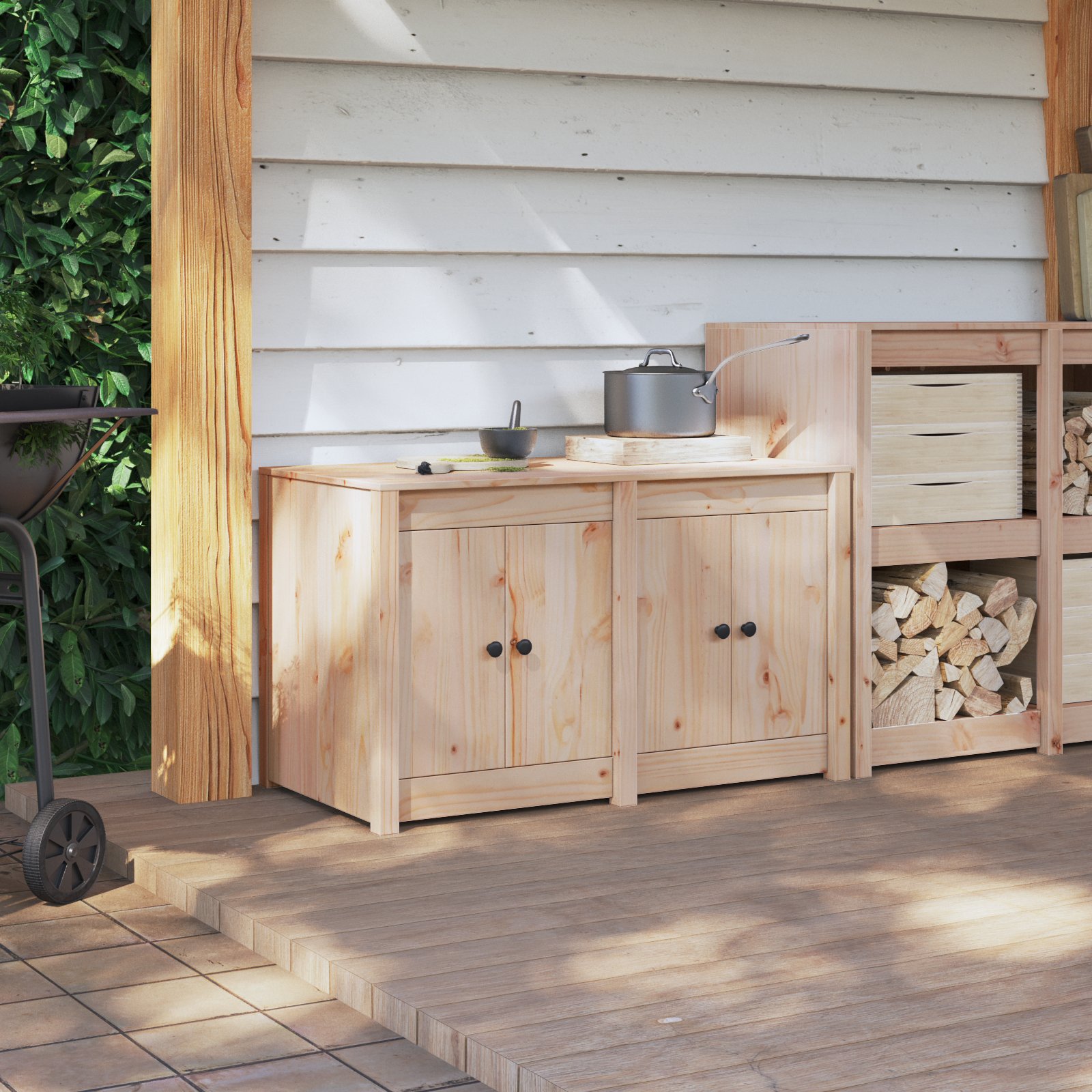 Outdoor Kitchen Cabinet 106x55x64 cm Solid Wood Pine - Image 4