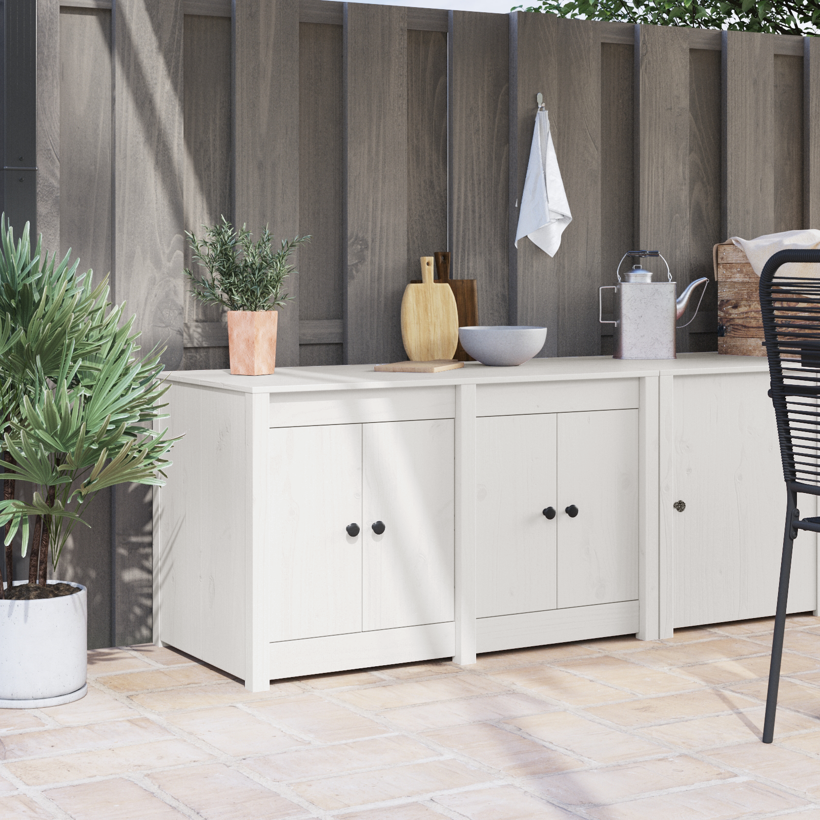 Buiten Keuken Kast Wit 106x55x64 cm Massief Grenenhout