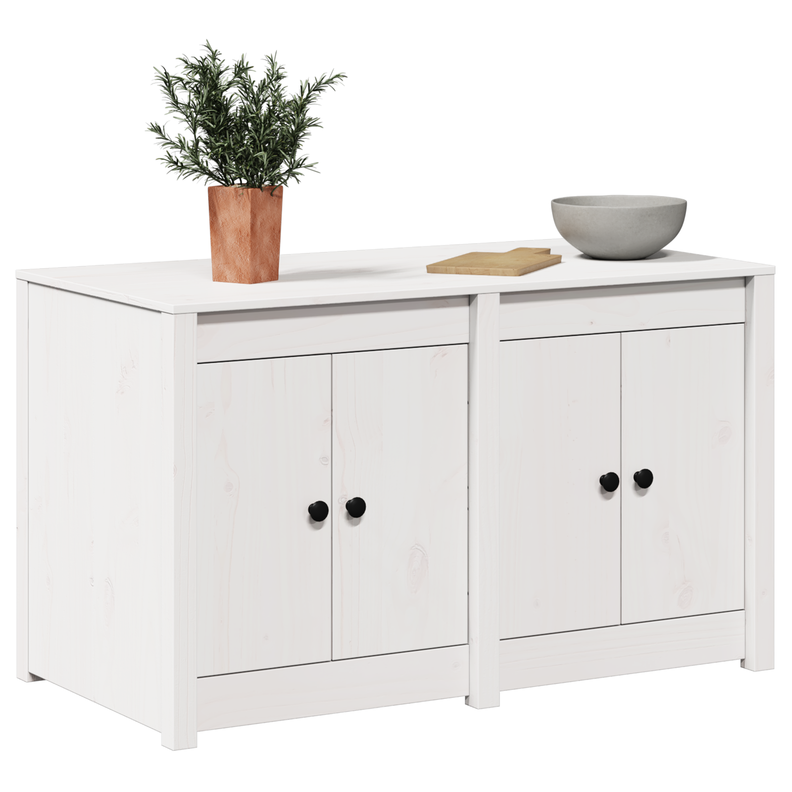 Outdoor Kitchen Cabinet White 106x55x64 cm Solid Wood Pine - Image 3