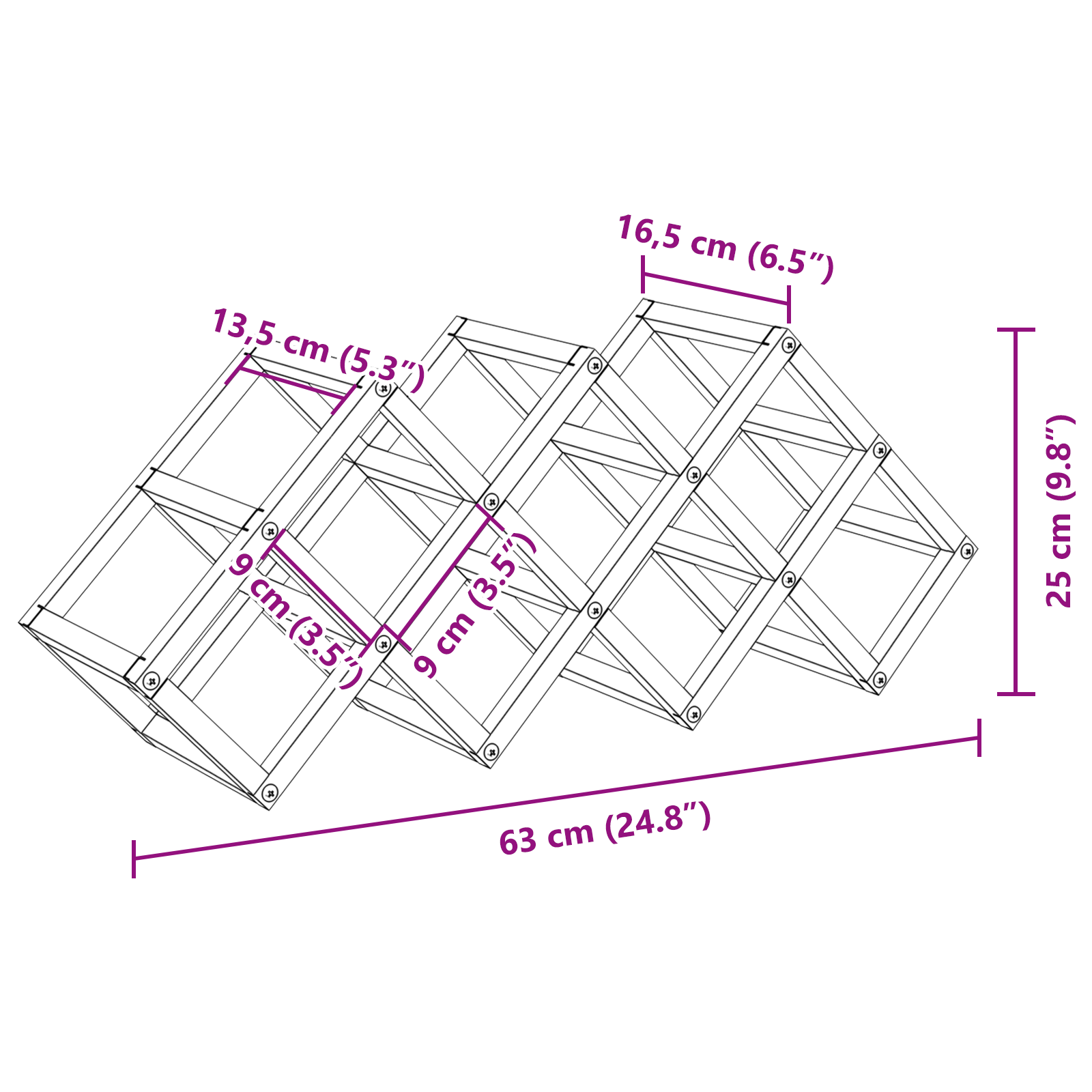 Vyninės lentyna 9 buteliams 63x16,5x25 cm iš plieno - Image 10