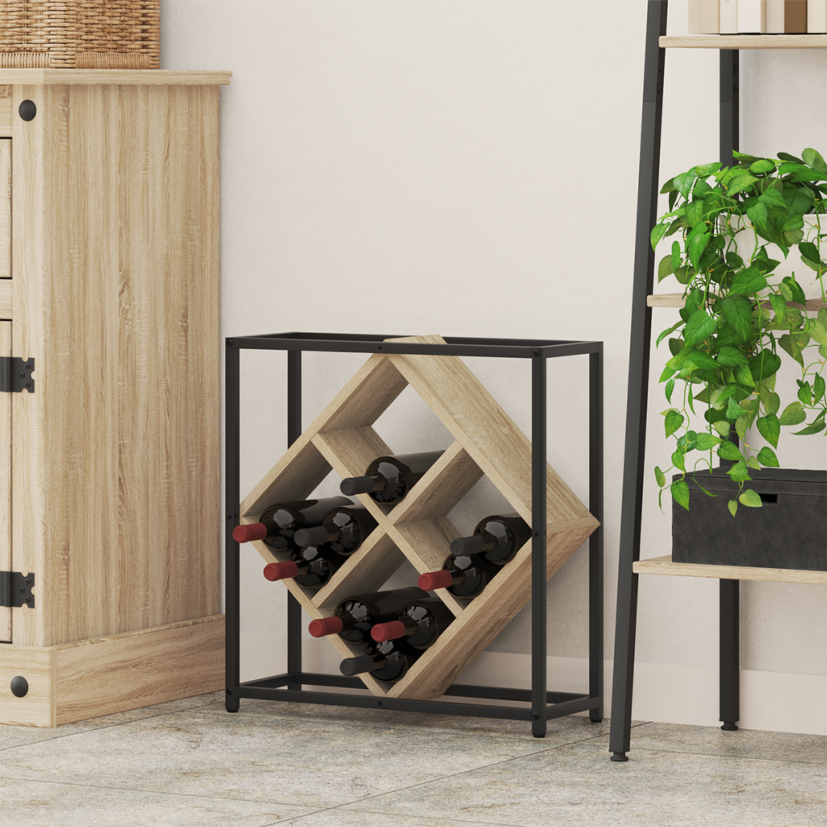 Thumbnail - vidaXL Weinregal Sonoma Eiche 51x18x52,5 cm Holzwerkstoff