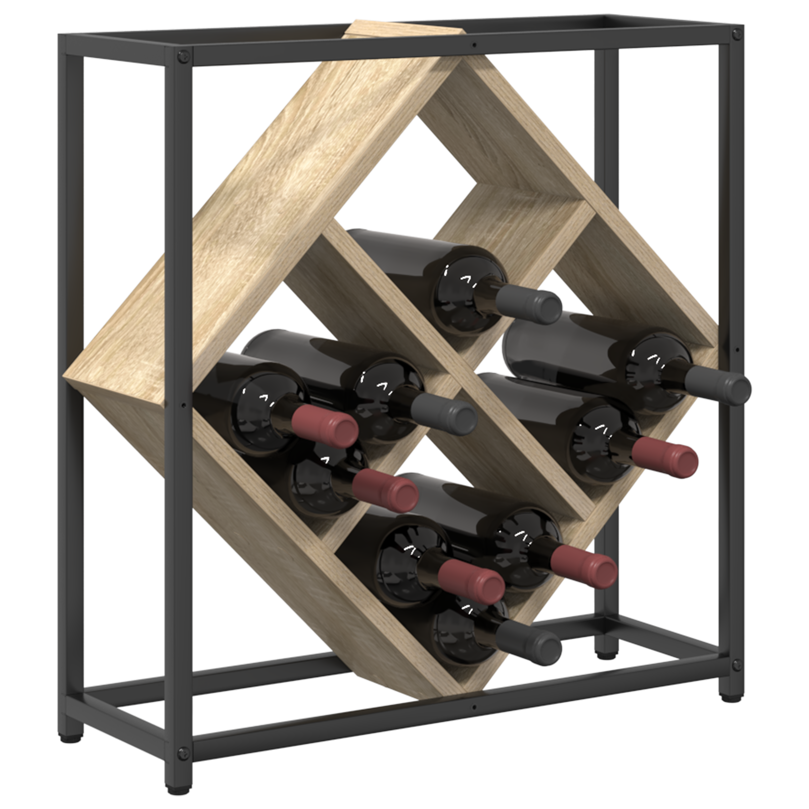 Wine Racks Sonoma oak, Black Particle board, Metal Medium - Image 3