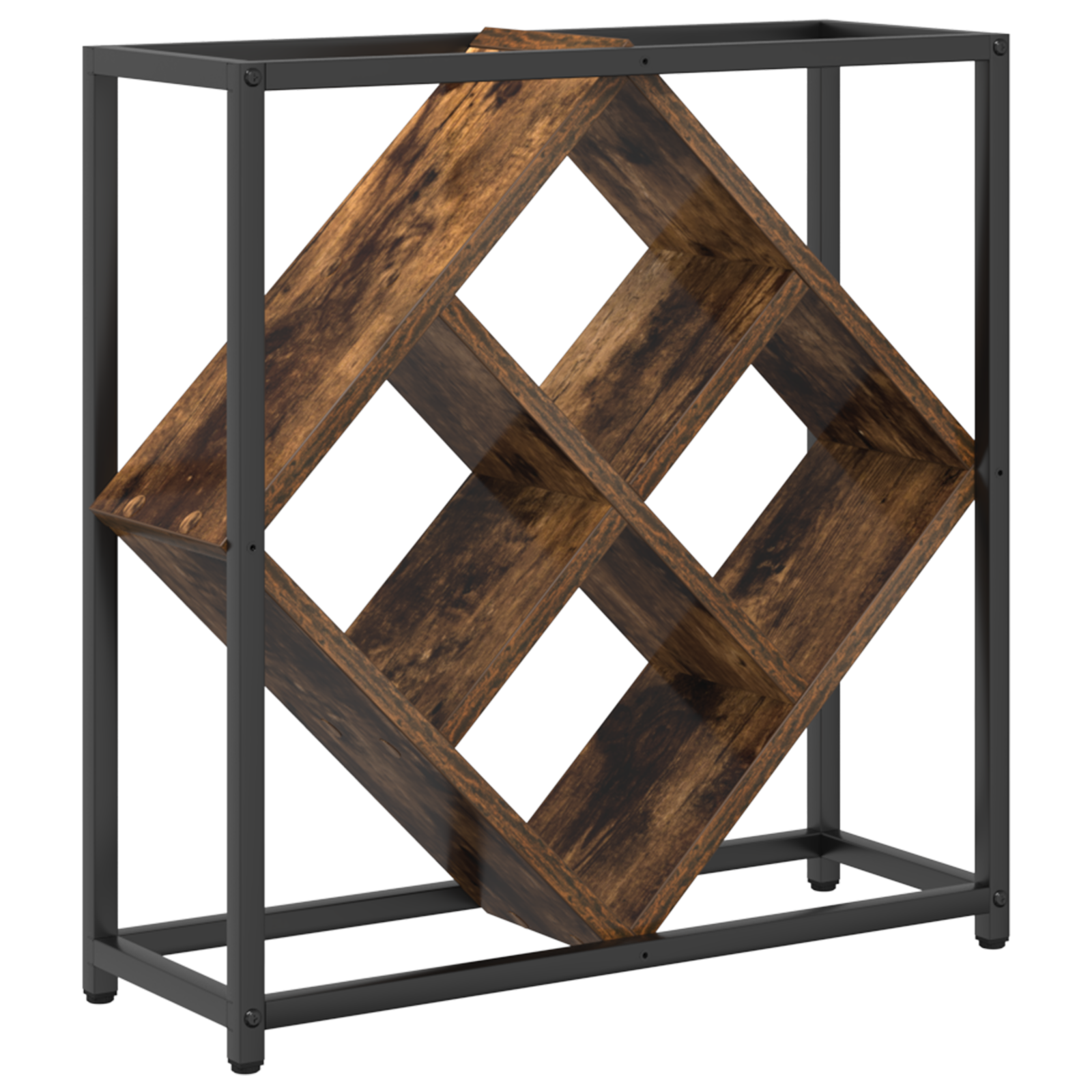 Wine Racks Smoked oak Metal frame and wooden shelves Medium - Image 2