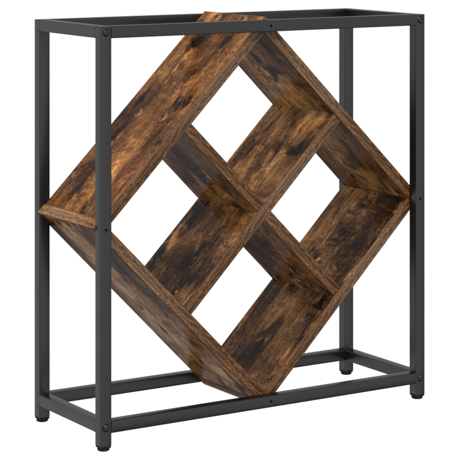 Wine Racks Smoked oak Metal frame and wooden shelves Medium - Image 5