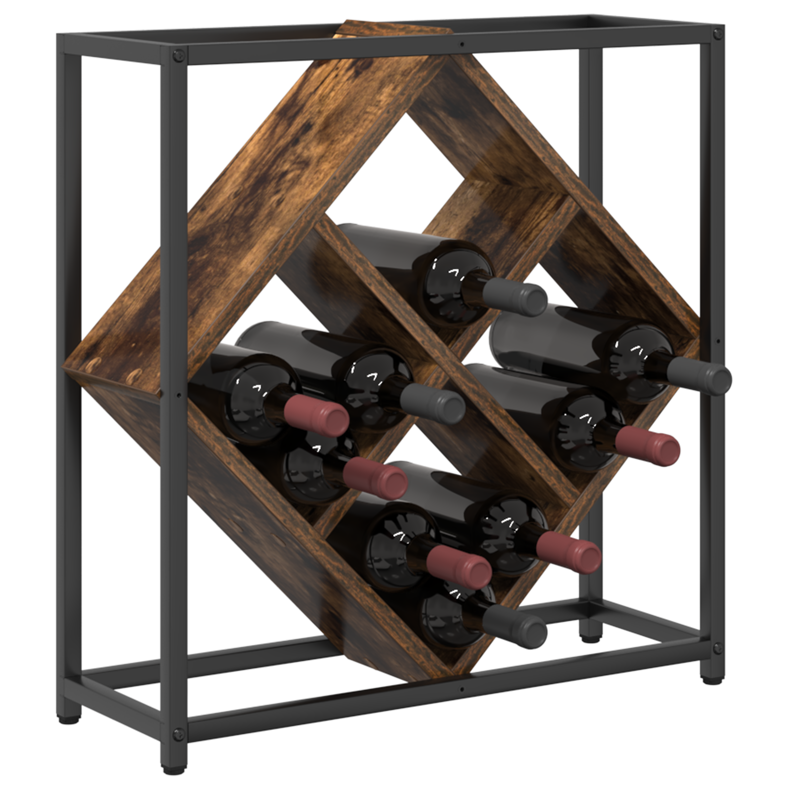 Wine Racks Smoked oak Metal frame and wooden shelves Medium - Image 3