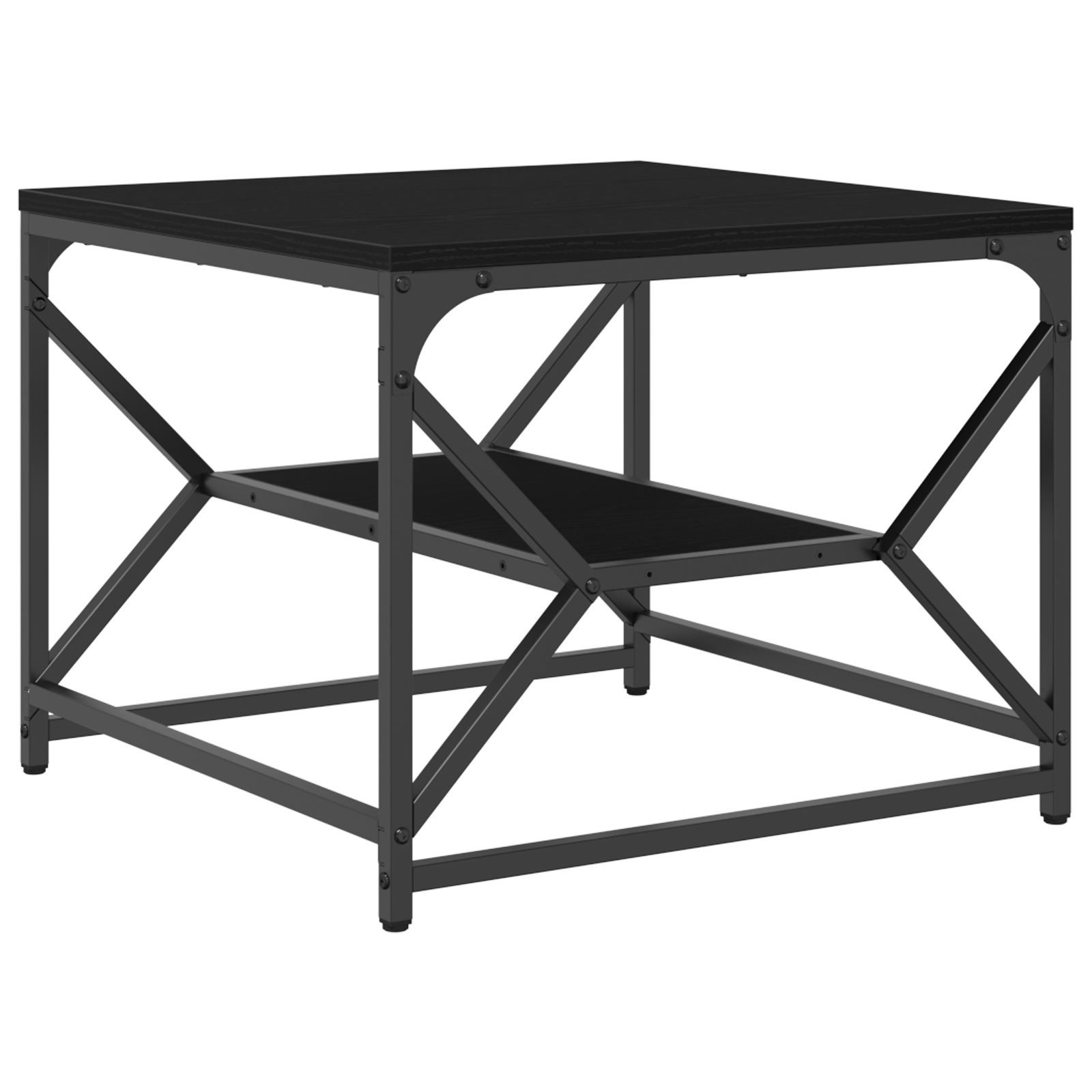 Black Oak Coffee Table with Shelf, 51x50x40 cm, Made from Engineered Wood - Image 5