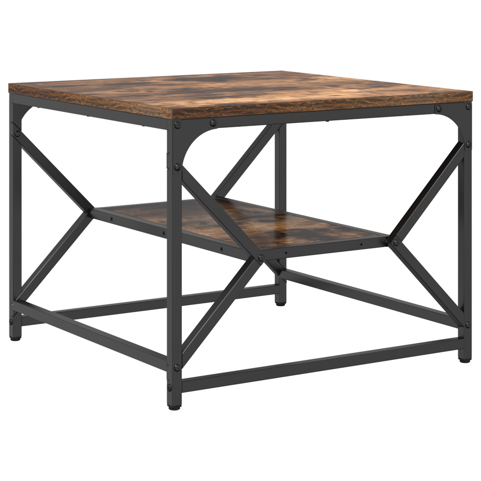 Coffee Table with Storage Shelf - Smoked Oak, 51x50x40 cm, Made of Engineered Wood - Image 2