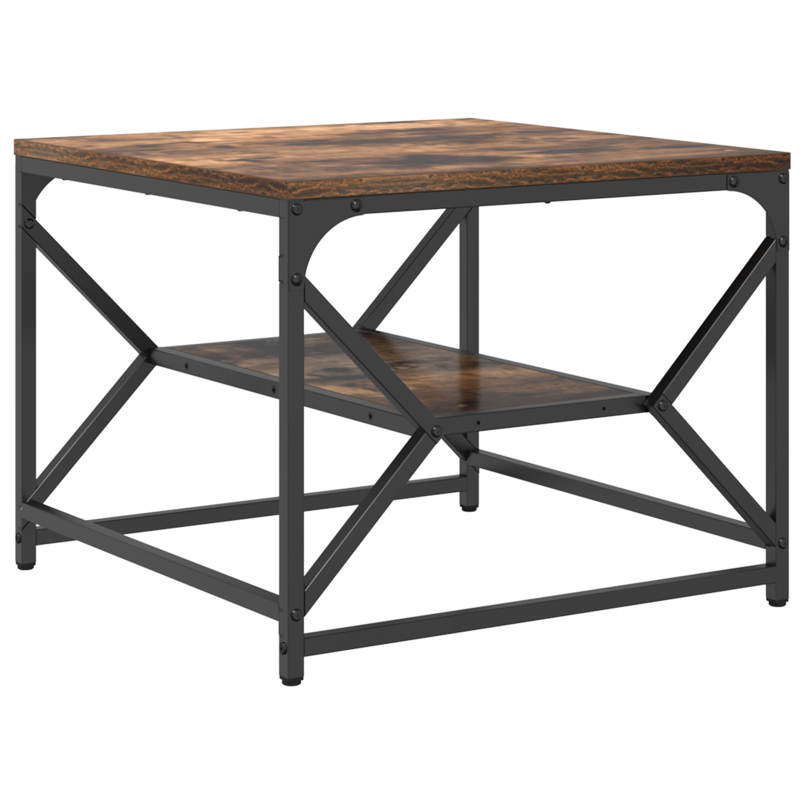 Coffee Table with Storage Shelf - Smoked Oak, 51x50x40 cm, Made of Engineered Wood - Image 5
